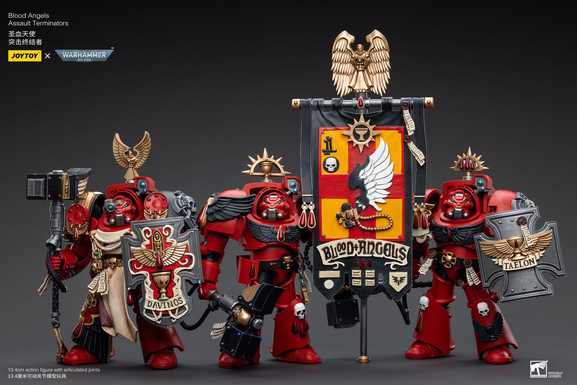 1/18 JOYTOY Warhammer 40K Blood Angels Assault Terminators Action Figure Set (3pcs) - Highly Detailed Collectible Miniatures for Tabletop Gaming & Display