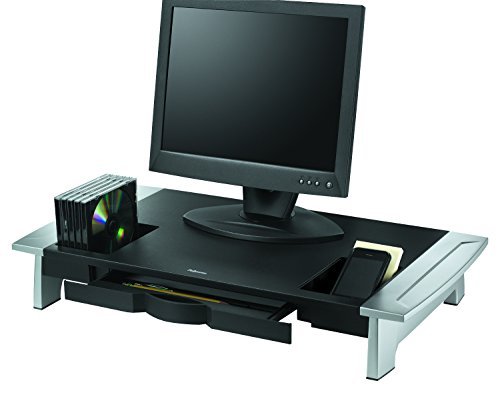 Fellowes Premium Monitor Riser Stand for Office & Home - Ergonomic Desk Organizer with Storage Space - Perfect for Dual Monitors, Laptops & Workspace Organization (Model FEL8031001)