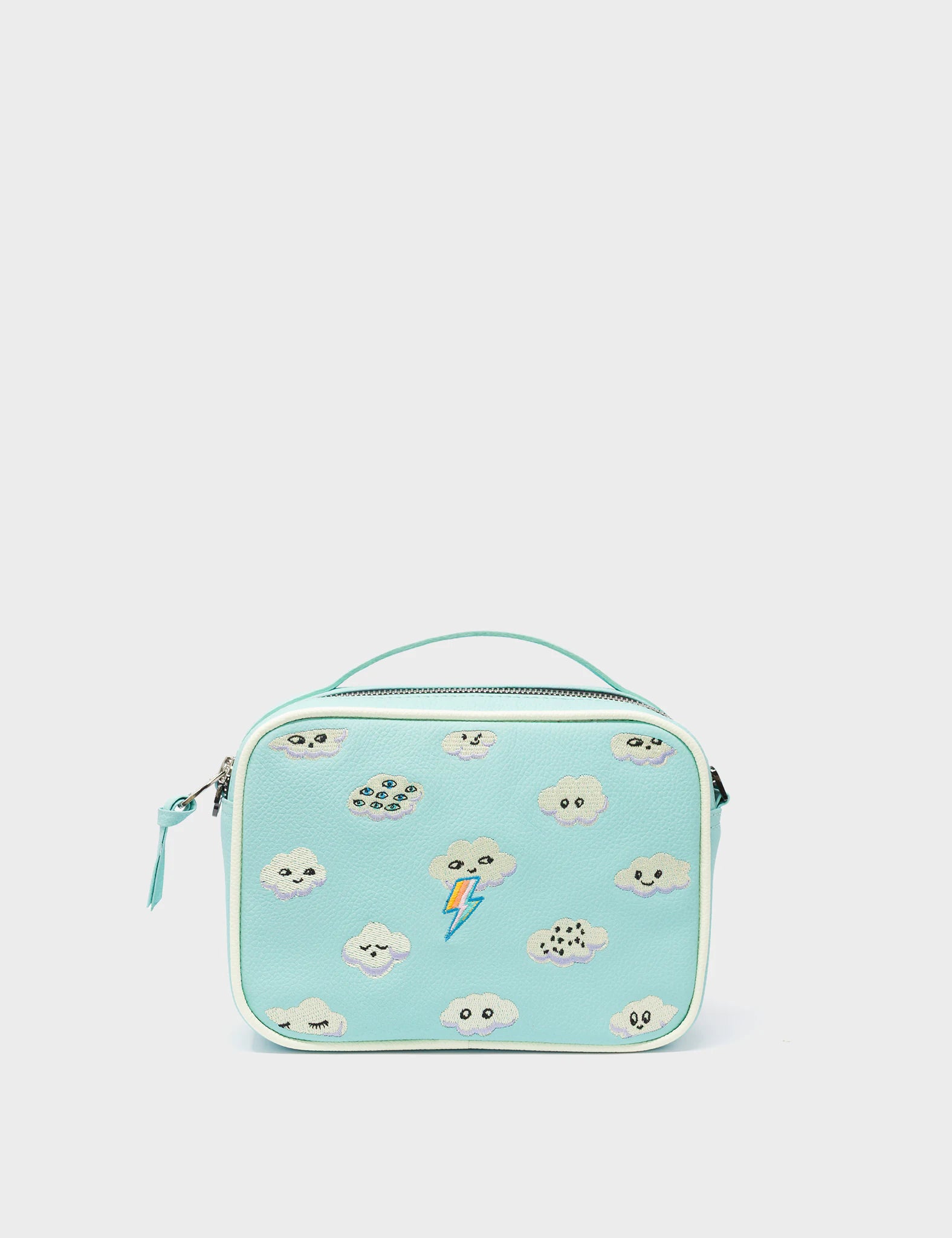 Verto Water Ballet Blue Leather Crossbody Bag - Happy Clouds Design - Stylish & Durable for Women - Perfect for Travel, Shopping & Everyday Use
