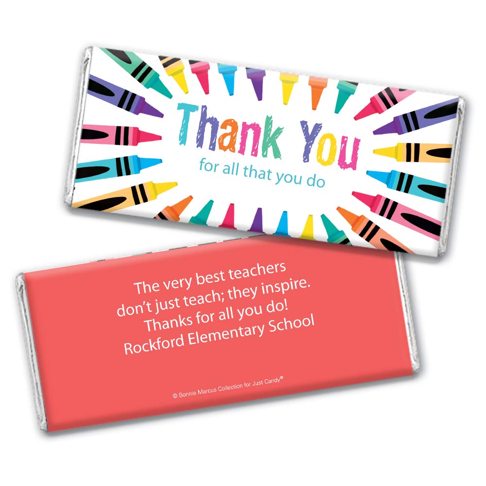 36 Pack Personalized Teacher Appreciation Gifts - Bulk Thank You Chocolate Candy Bars with Custom Wrappers | Perfect for Classroom Rewards, End of Year Gifts & Staff Recognition