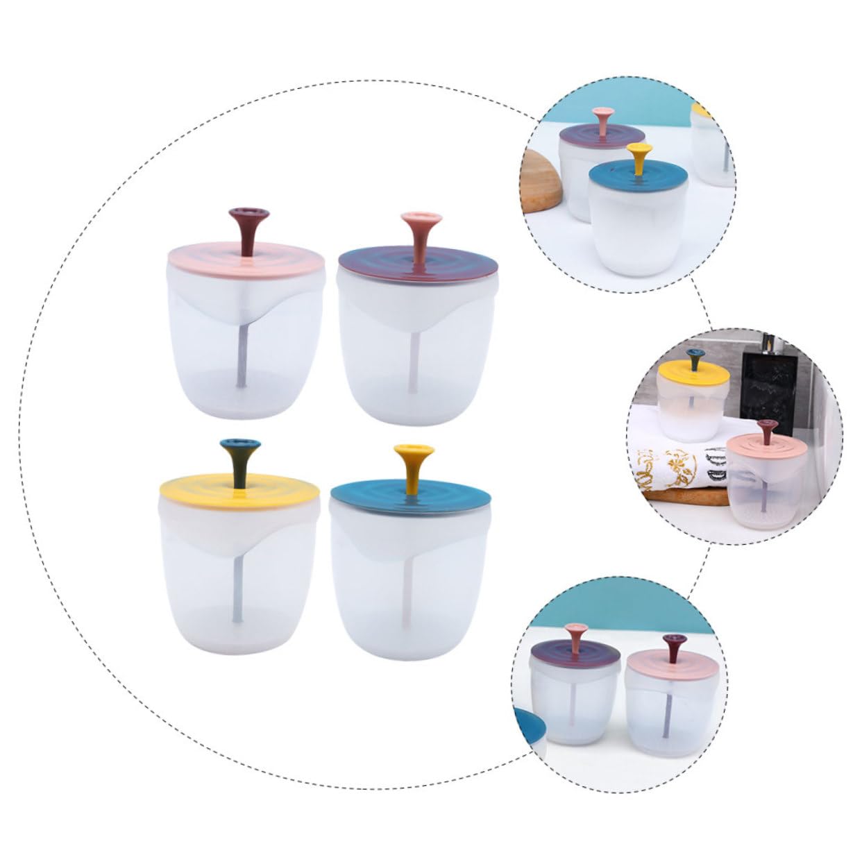 Minkissy 4pcs Rich Foam Maker for Face & Hair - Pink Shampoo Foamer, Facial Cleanser Whip Maker, Foaming Cup & Massage Bottles (PP Material) - Perfect for Spa, Skincare Routine & Travel Beauty Essentials