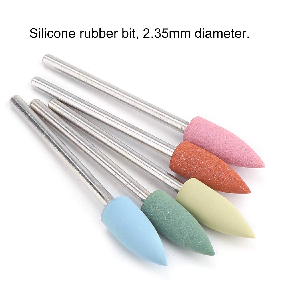 5pcs Silicone Nail Drill Bits Set - Professional Manicure & Pedicure Polishing Burr for Acrylic Nails - Gentle Nail Filing & Smoothing - Perfect for Home Salon & Nail Art Enthusiasts