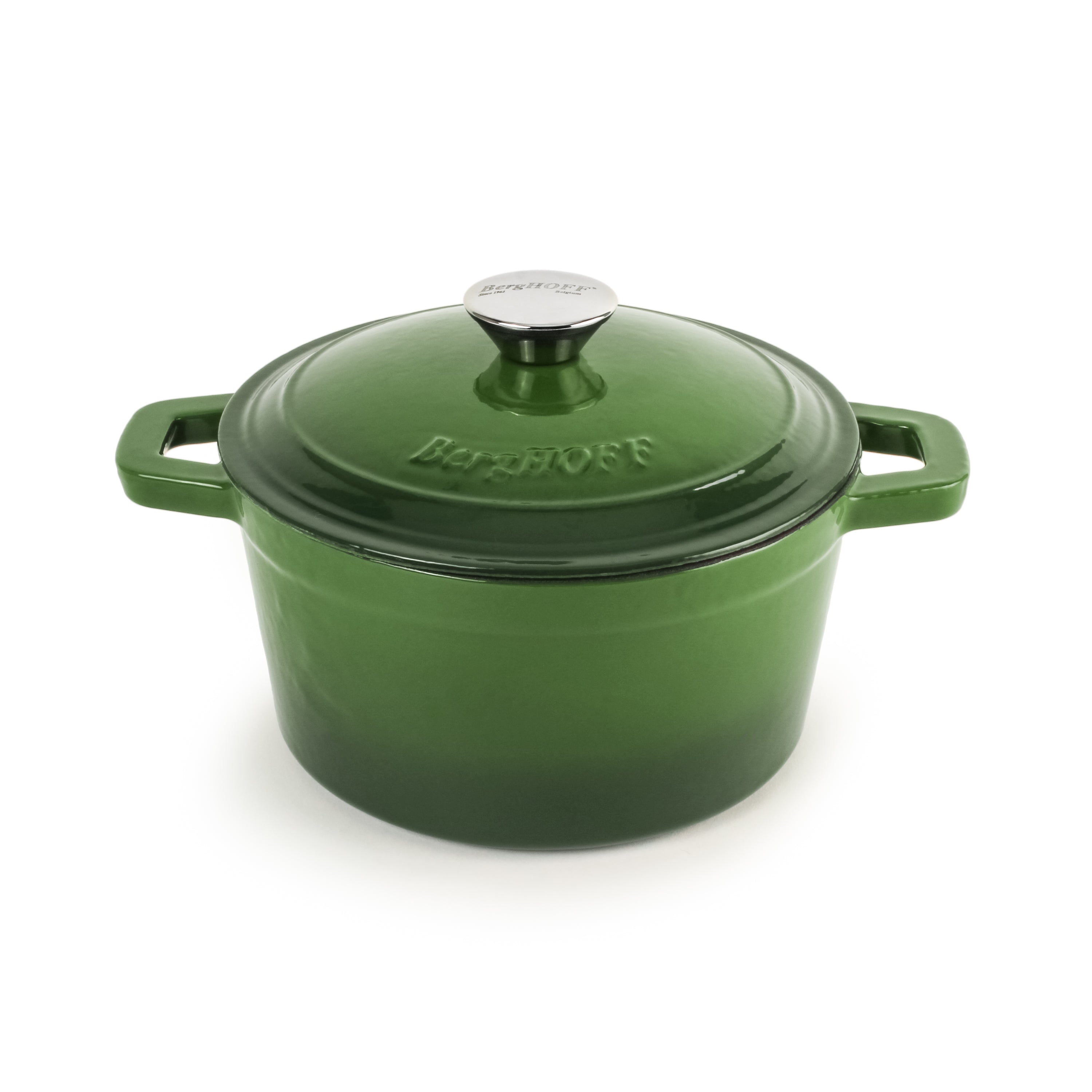 BergHOFF Neo 4-Piece Cast Iron Cookware Set - 3 Quart & 7 Quart Dutch Oven with Lid - Premium Green Enameled Cookware for Stovetop, Oven & Camping - Perfect for Soups, Stews & Braising