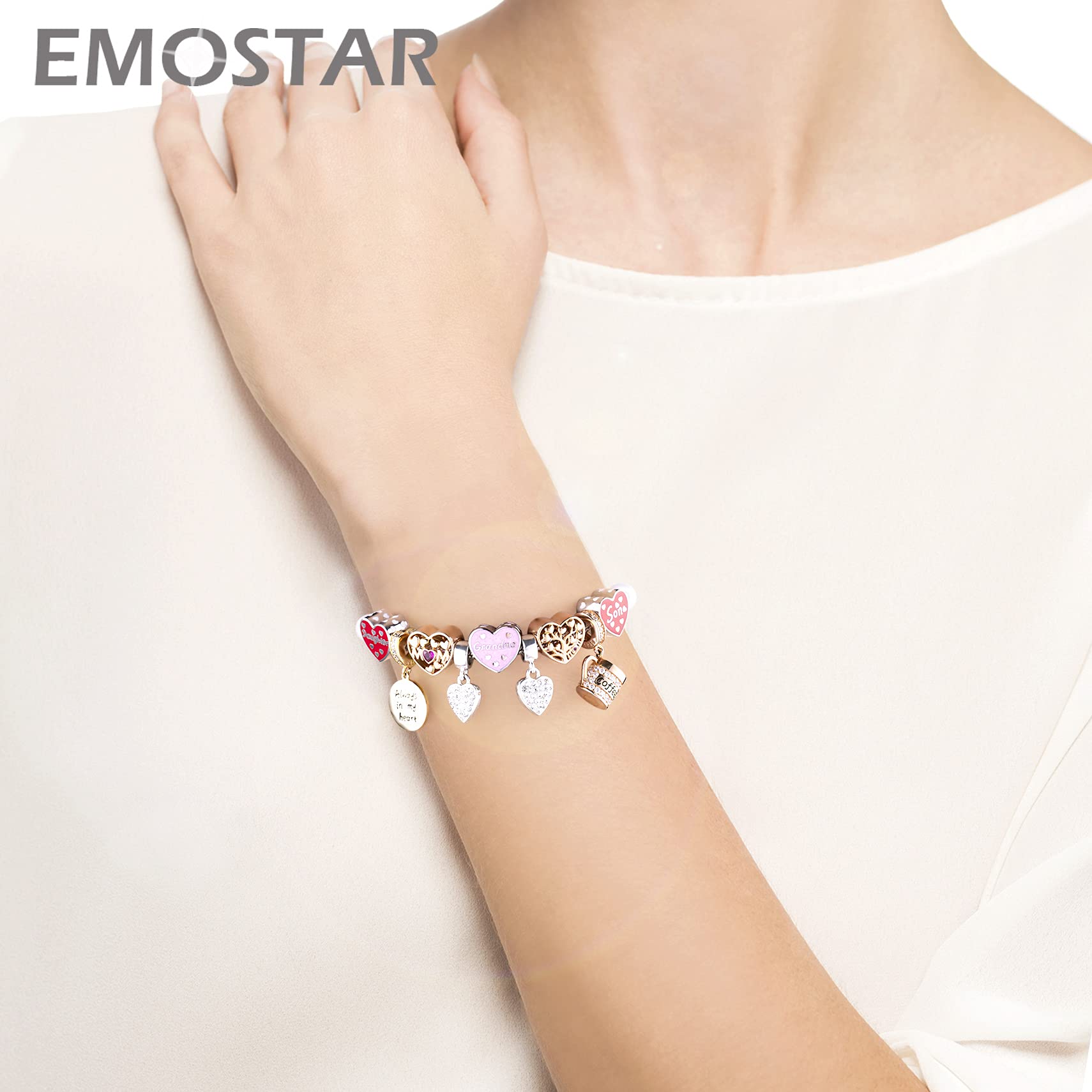EMOSTAR Sterling Silver Family Theme Charms - Mother, Father, Daughter, Son, Nana, Wife, Husband, Godmother, Mom Crown & Sister Heart Beads | Thoughtful Gifts for Mother's Day, Father's Day & Special Occasions | Perfect for European Bracelets & Family Keepsakes