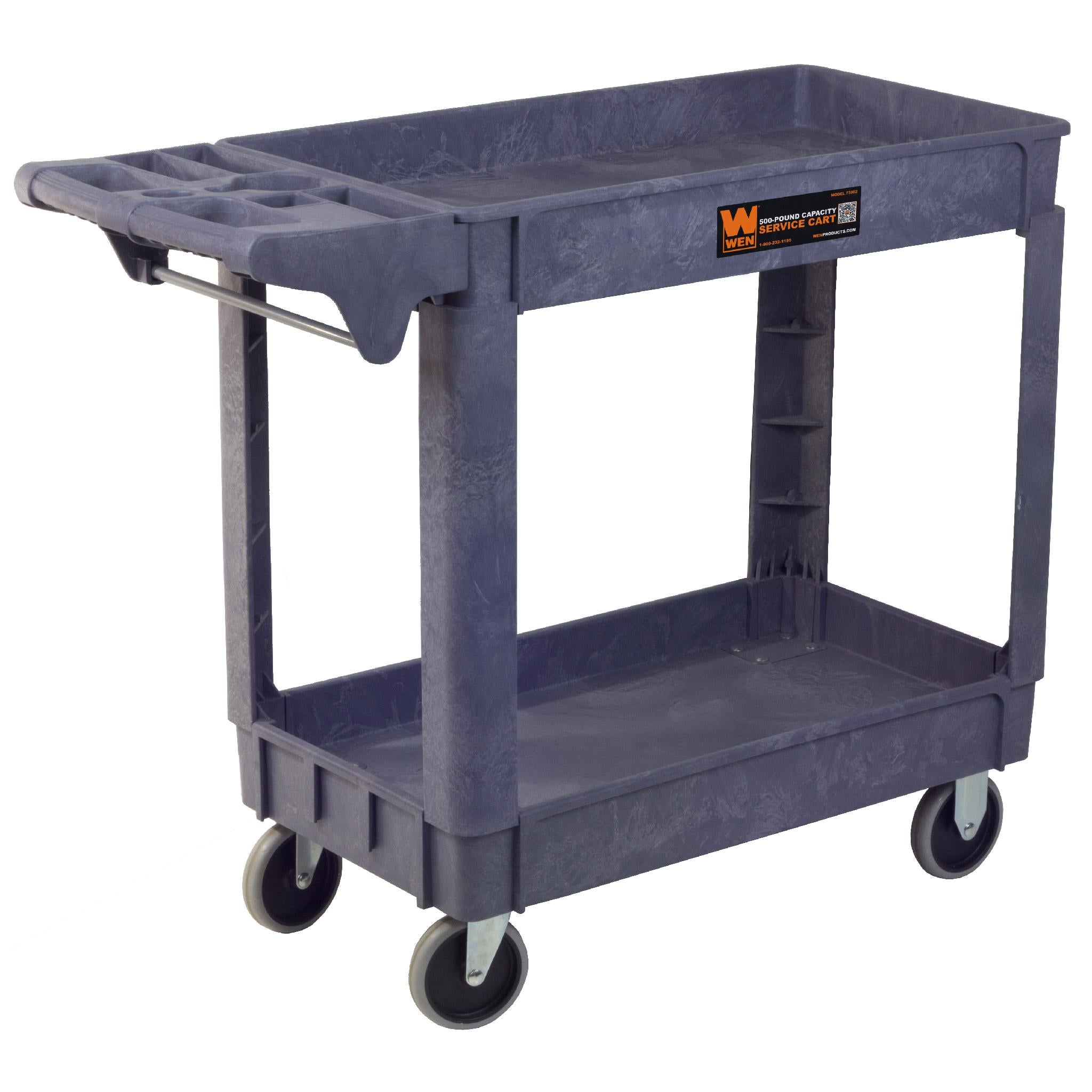 WEN 73002 Heavy Duty 500 lb Capacity 40x17 Inch Utility Service Cart - Perfect for Warehouse, Workshop & Home Organization