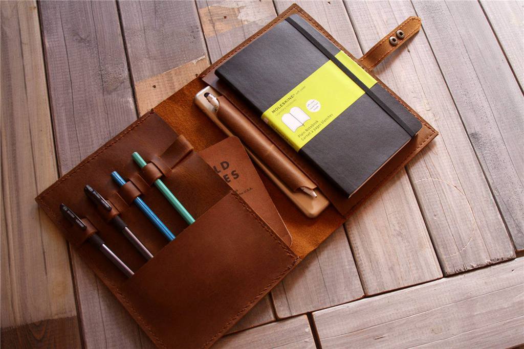 Personalized Yellow Brown Moleskine Leather Cover Notebook Holder - Premium Journal Organizer for Writing, Sketching & Travel - Perfect Gift for Writers & Artists