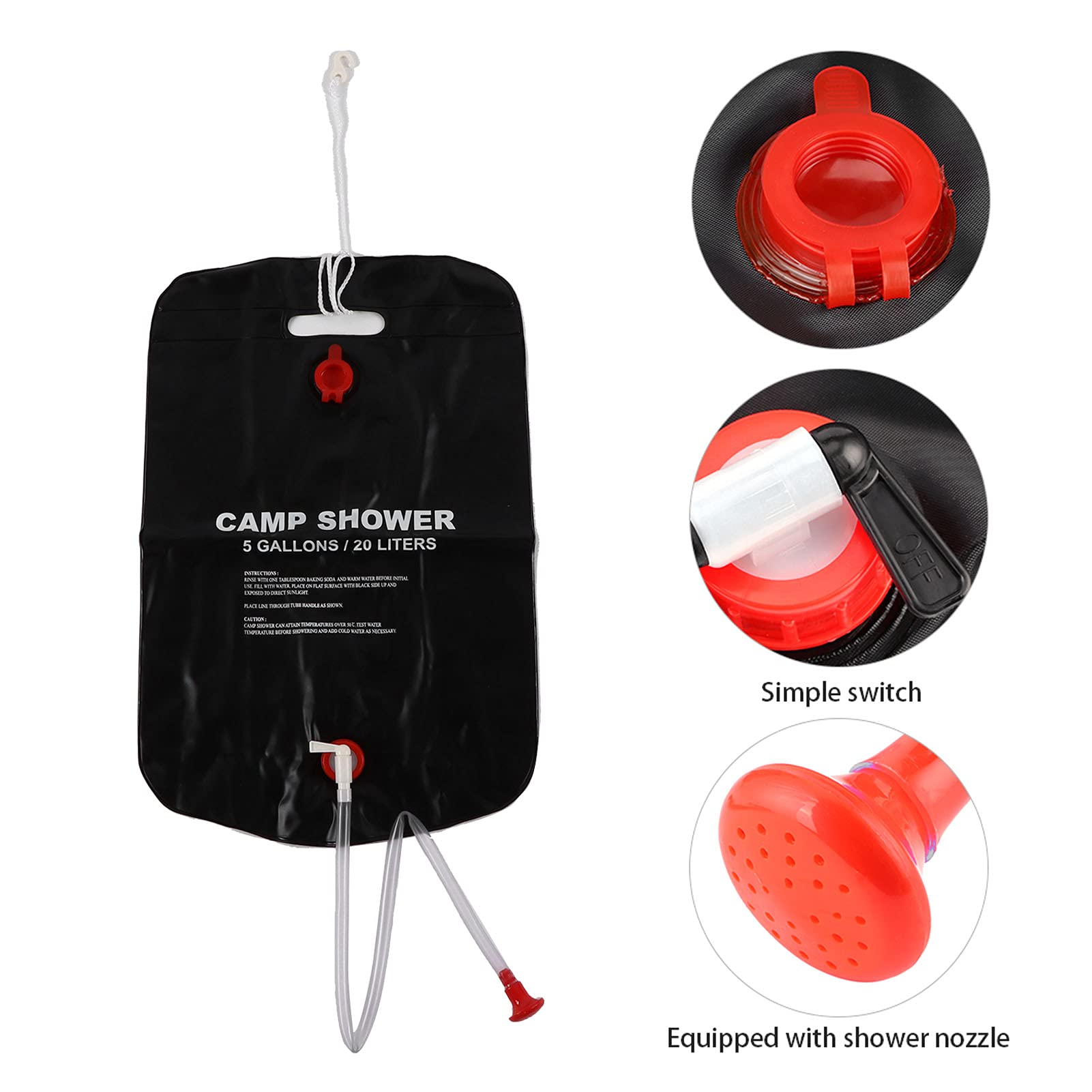20L Portable Heating Shower Bag for RV & Camping - Solar Powered Outdoor Travel Shower with Temperature Control | Perfect for Road Trips, Hiking & Off-Grid Adventures