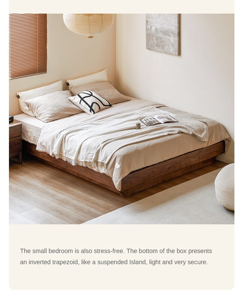 Solid Black Walnut Wood Platform Bed - No Headboard, Box Spring Free - Perfect for Modern Bedrooms & Minimalist Home Decor