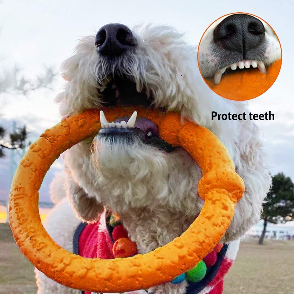 **LaRoo Durable Dog Toys for Large Breeds - Floating Flying Disc & Interactive Ring Tug Toy for Fetch, Training & Teething - Perfect for Outdoor Play, Beach & Pool Fun**
