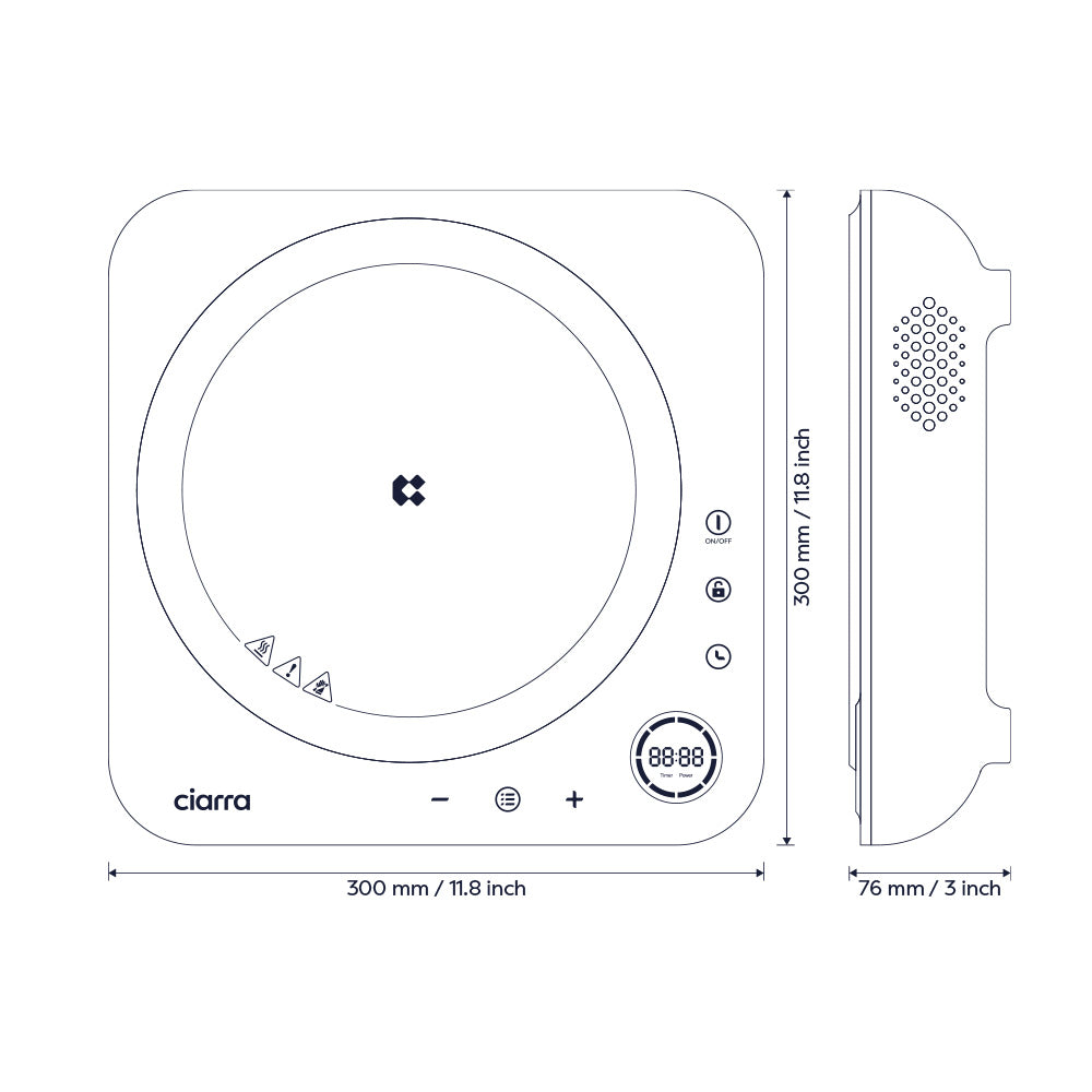 Ciarra Kitchen Cook & Go Trio - Portable Induction Cooktop with Donut Maker, Detachable Hood & Non-Stick Frying Pan - Perfect for Small Apartments, Dorms & Outdoor Cooking