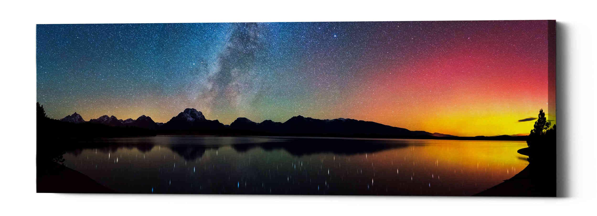Northern Lights Over Jackson Lake by Darren White - 12x36 Inch Canvas Wall Art for Living Room, Bedroom & Office Decor