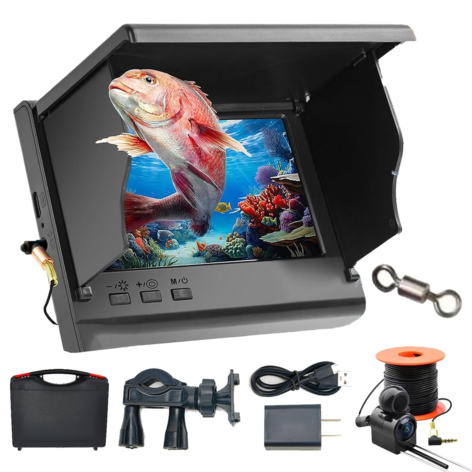 Zulamay 4.3 Inch HD Underwater Fishing Camera with 220° Wide View & Night Vision - IP68 Waterproof Portable Fish Finder for Ice, Lake, Sea and Boat Fishing - Perfect for Ice Fishing, Night Fishing and Deep Water Exploration