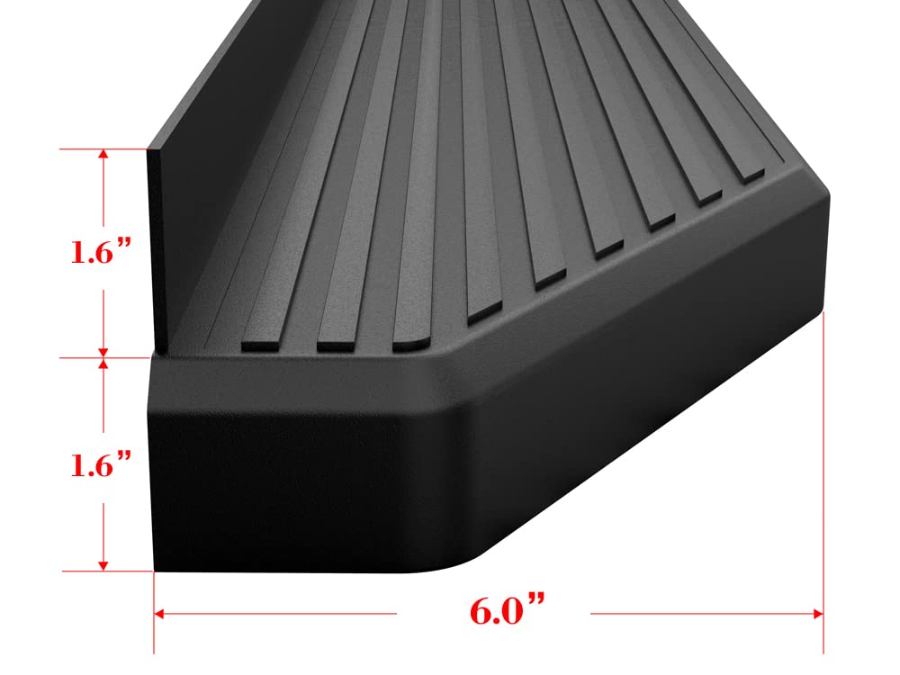 APS 6-Inch Black Aluminum Running Boards Nerf Bars Side Steps for Jeep Wrangler JL 2018-2025 4-Door (Including 4xe Models) - Off-Road Adventure & Daily Driving Upgrade (Requires Removal of Factory Sidesteps/Rock Rails)