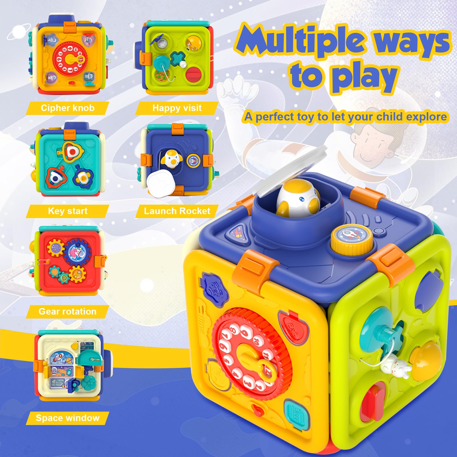 Montessori Toys for 1 Year Old Baby - 6-in-1 Sensory Learning Toys for Toddlers 1-3 Years | Educational Activity Cube for 18+ Months | First Birthday Gift for Boys & Girls | Perfect for Early Childhood Development & Playtime Learning