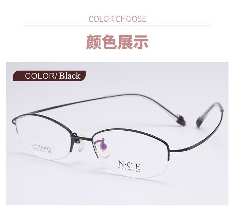 Bclear Women's Semi-Rimless Titanium Oval Eyeglasses SC18026 - Lightweight & Durable Glasses for Work, Reading & Fashion Accessories