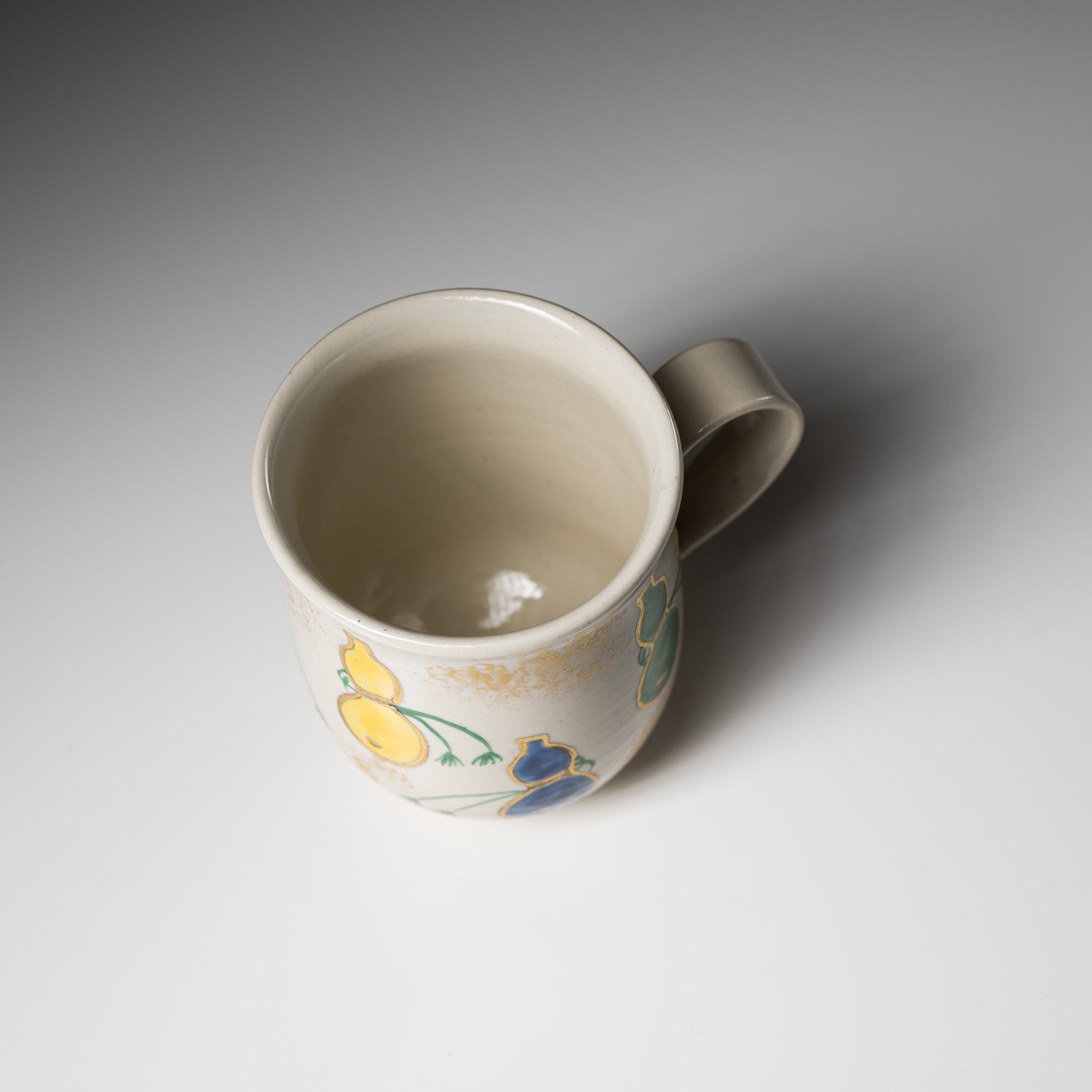 Handmade Kyo Kiyomizu Ware Hyotan Green Tea Mug - Authentic Japanese Kyoto Ceramic Cup for Matcha, Coffee & Home Decor