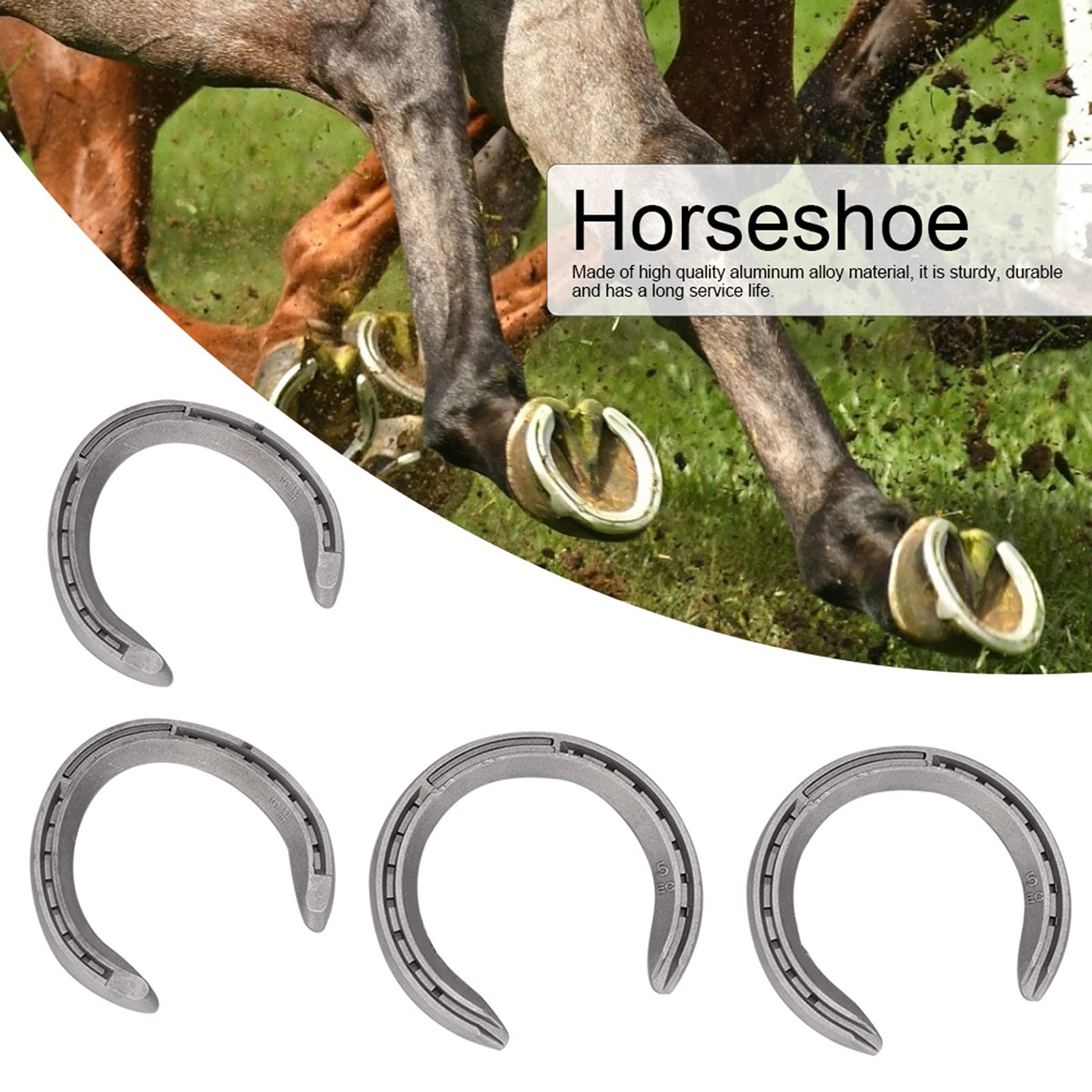 4Pcs Aluminum Alloy Horseshoe Kit - Durable Horse Riding & Farming Equipment for Stable & Garden Use