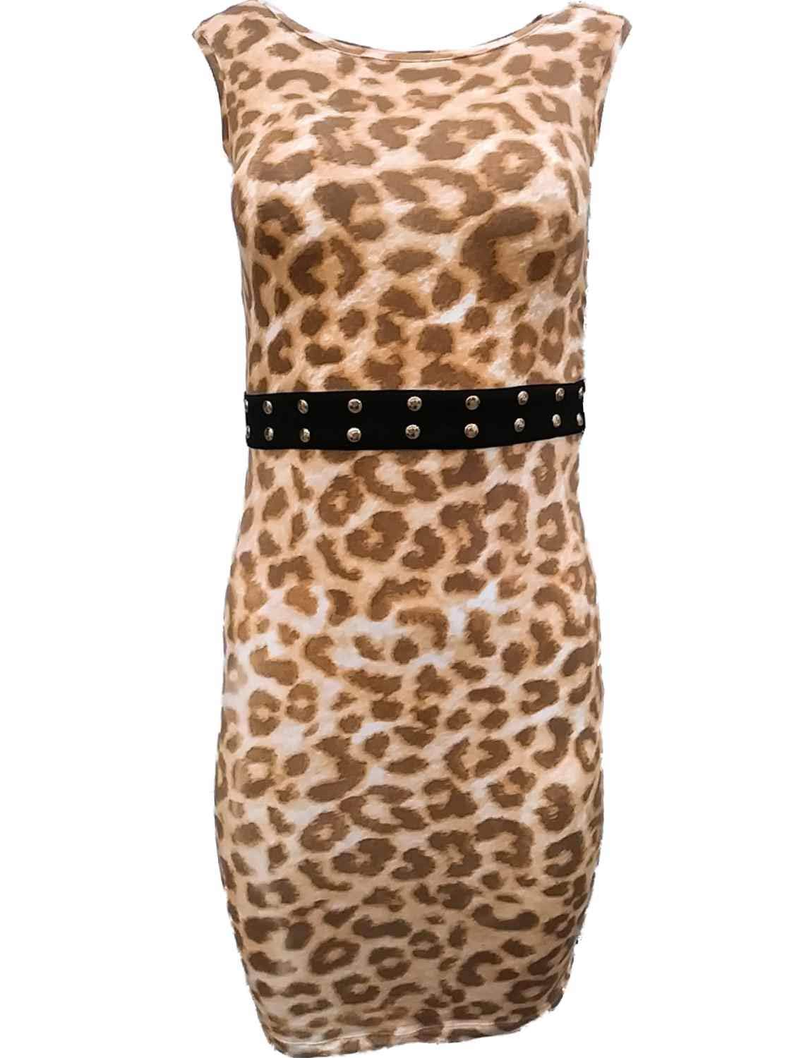 Women's Leopard Print Pencil Dress - Slim Fit Cheetah Animal Print Bodycon Dress for Party, Club, Date Night & Office Wear