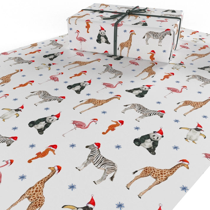 Festive Christmas Animal Wrapping Paper - Cute Holiday Gift Wrap for Presents, Party Decorations & DIY Crafts (20 Sheets)