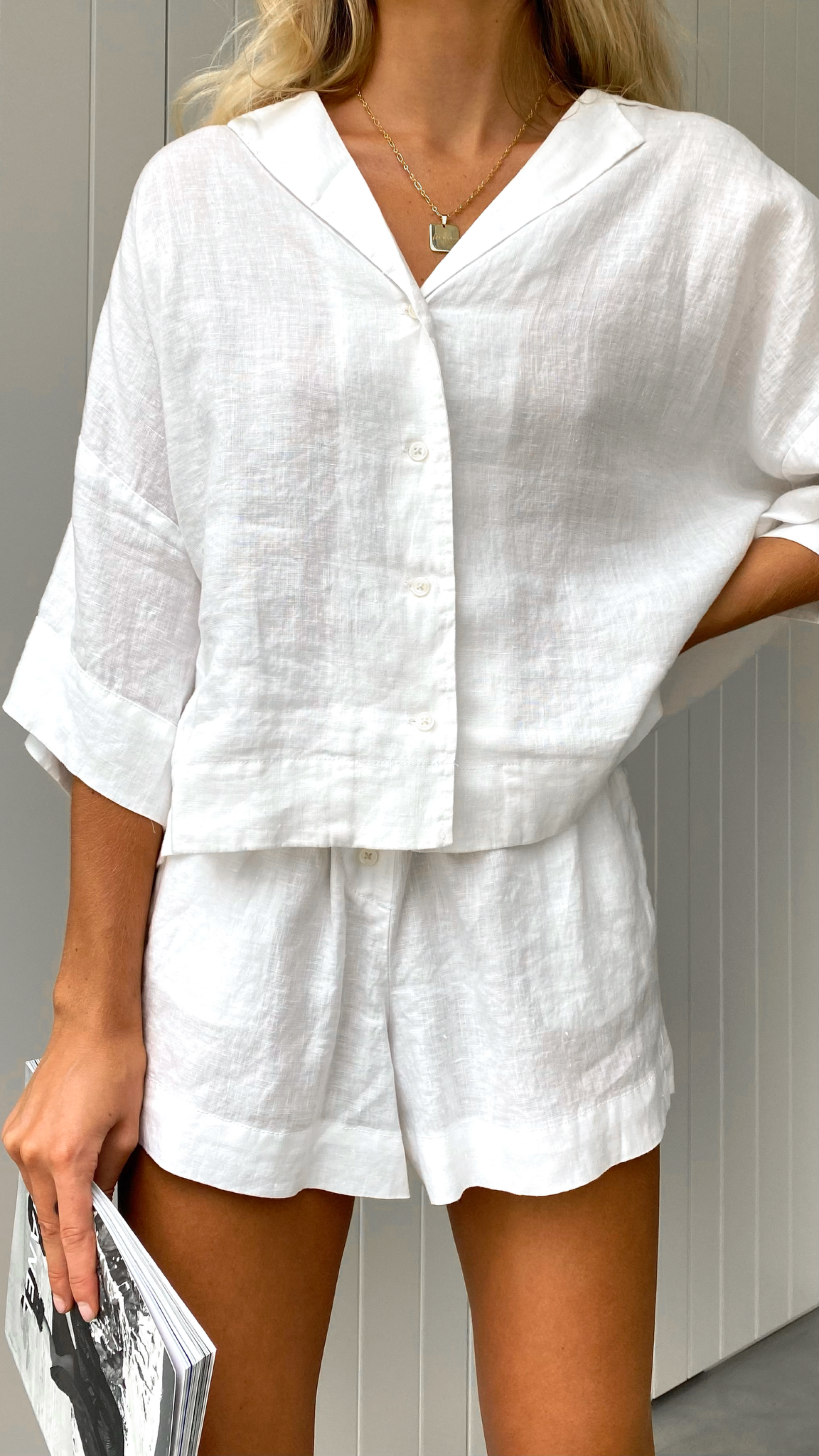 Premium White Linen Lounge Shorts for Women - Soft & Breathable Summer Casual Shorts - Perfect for Relaxing at Home, Beach Vacations & Yoga