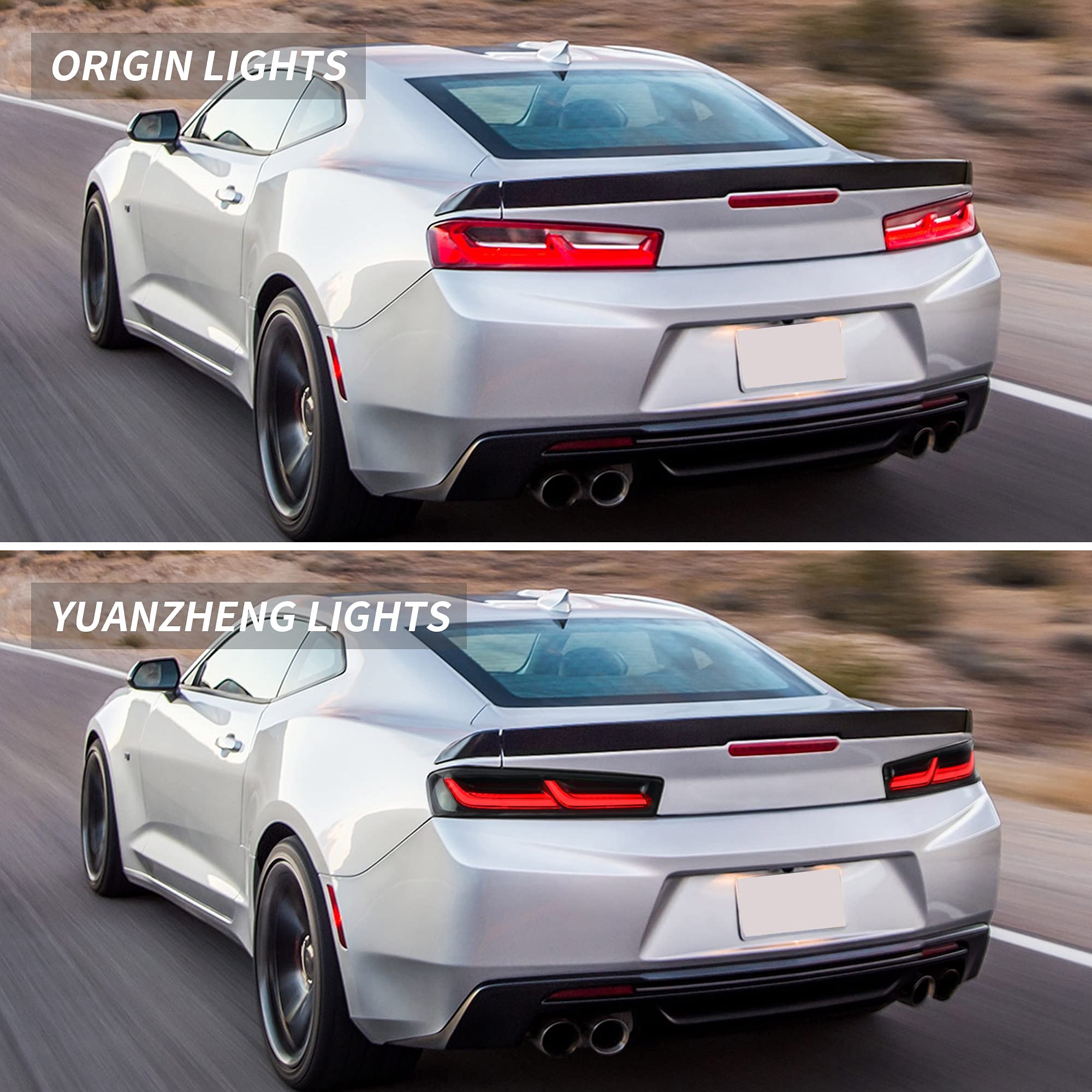 VLAND LED Smoked Tail Lights for Chevy Camaro 2016-2018 | Sequential Red Turn Signals & DRL | Rear Lamp Assembly | Upgrade Your Camaro's Style & Visibility for Night Driving & Car Shows
