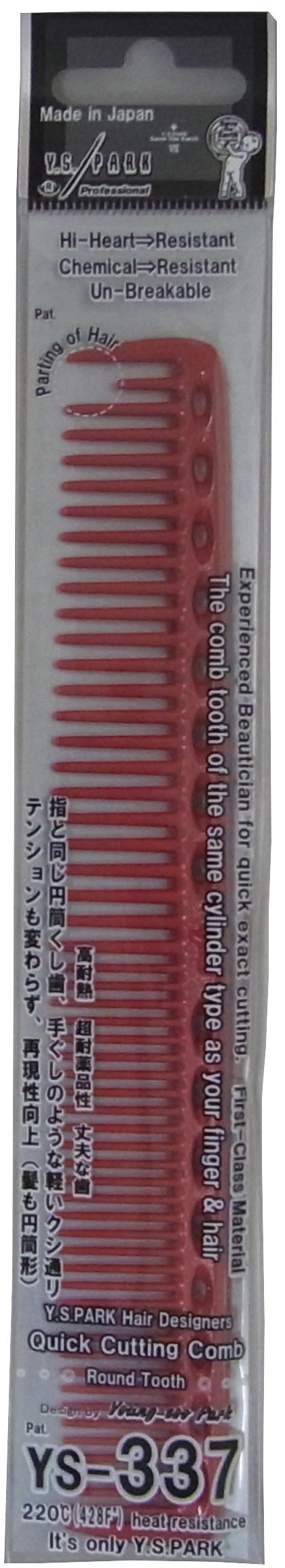 YS Park 337 Quick Cutting Comb - Professional Hairdressing Scissors & Shears for Barbers & Stylists - Precision Hair Cutting Tool for Salon & Home Use (Red)