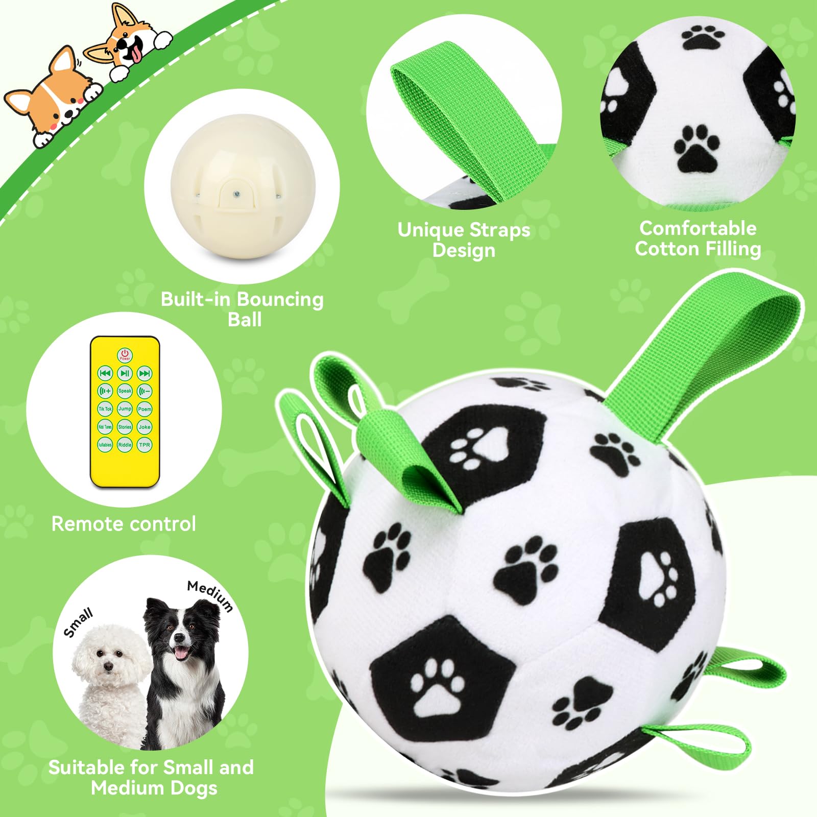 QDAN Interactive Dog Toys Balls - Automatic Rolling & Remote Control Rechargeable Pet Toy for Small & Medium Dogs | Squeaky Puppy Enrichment Toy to Relieve Boredom | Perfect for Indoor Play, Training & Keeping Dogs Entertained