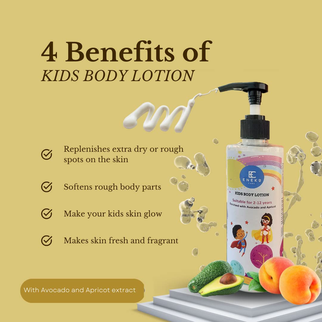 Eneko Care Kids Body Lotion - Gentle Moisturizing Face & Body Cream for Children with Hydration & Skin Brightening | Ideal for Daily Use, After Bath & Dry Skin Care