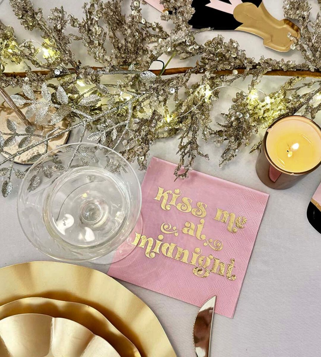 Romantic Kiss Me at Midnight Table Set for Valentine's Dinner - Elegant Dining Decor for Couples & Anniversaries