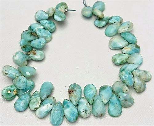 Premium LARIMAR Faceted Pear Shaped Gemstone Beads - 7x9mm to 7x14mm, 8.5 Inch Strand for Jewelry Making (Wholesale Bulk) - Perfect for Necklaces, Bracelets & DIY Craft Projects [MVG-33445]