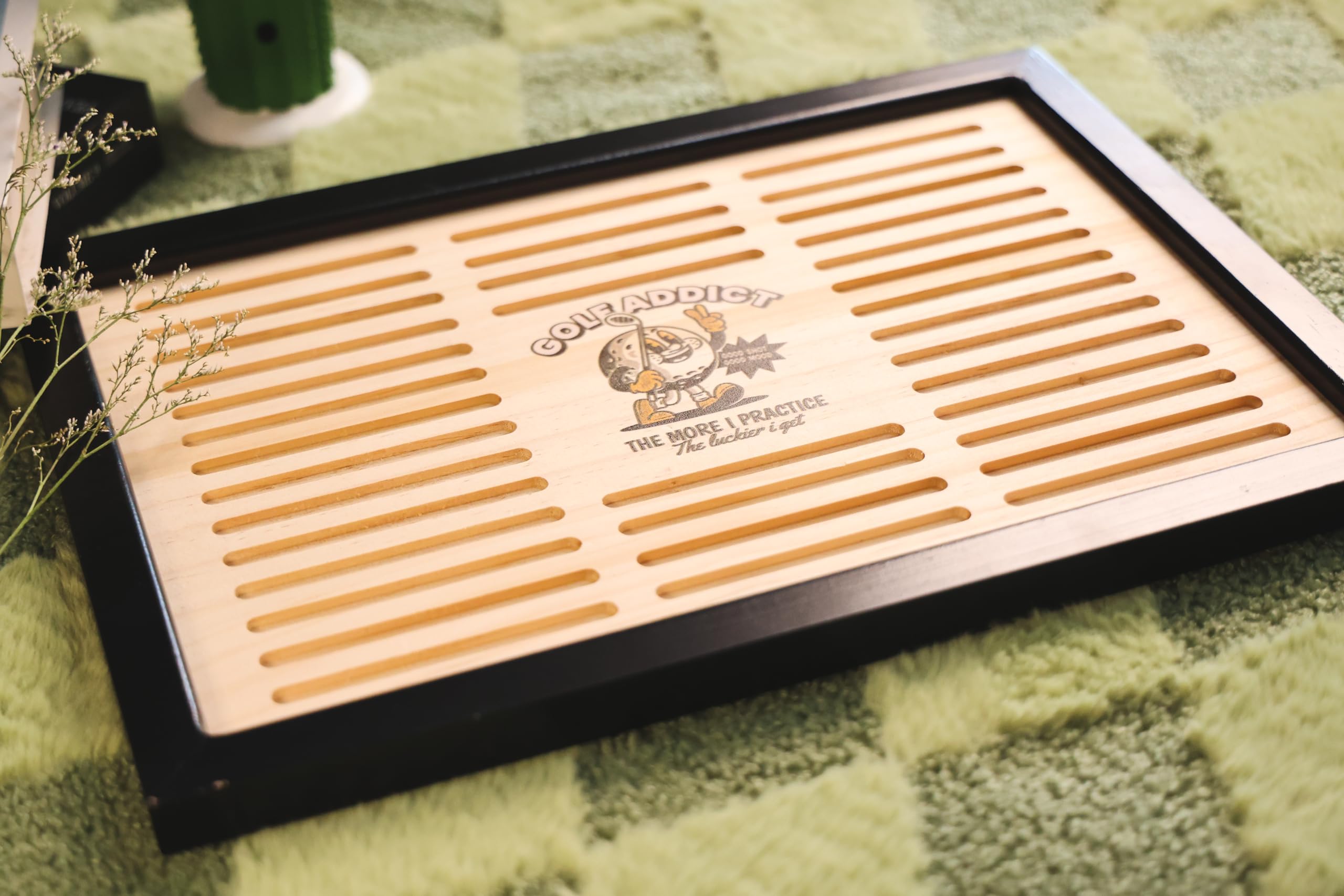 Premium Pine Wood Golf Pencil Display Case - Holds 36 Hexagonal Golf Pencils | Unique Golfer Gift for Men, Father & Husband | Golf Tournament Souvenirs & Collectibles | Perfect for Home Office, Man Cave or Golf Clubhouse Display