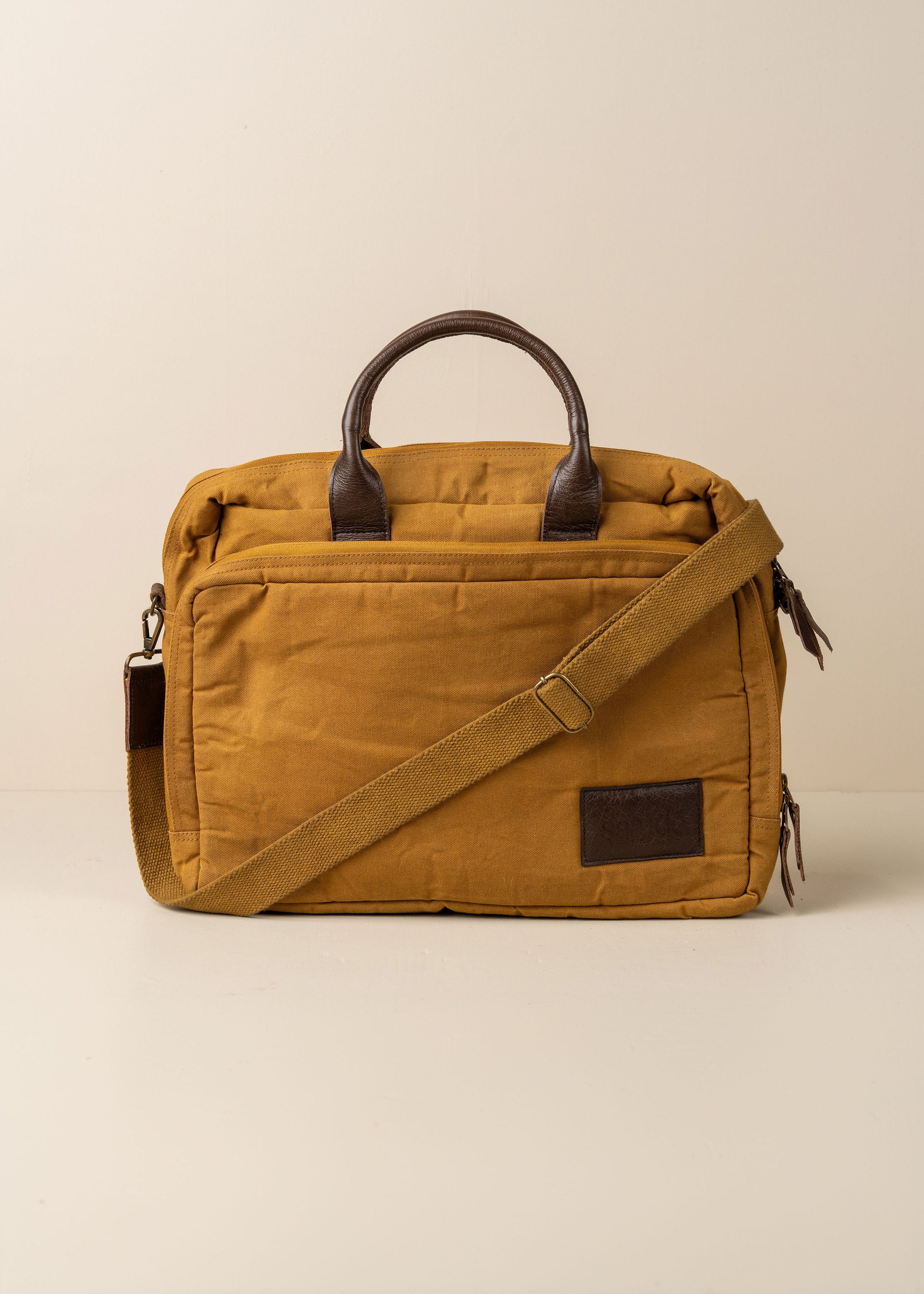 Premium Journey Canvas Laptop Bag - 15.6 Inch Water-Resistant Work Tote with Padded Compartment | Caramel Brown | Perfect for Business Travel, Commuting & College