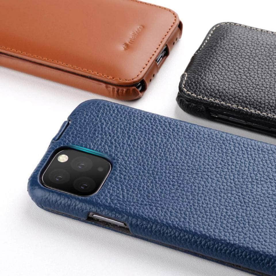 Premium Genuine Leather iPhone 14 Vertical Case - Slim Protective Cover with Card Slot | Perfect for Business Professionals & Daily Use