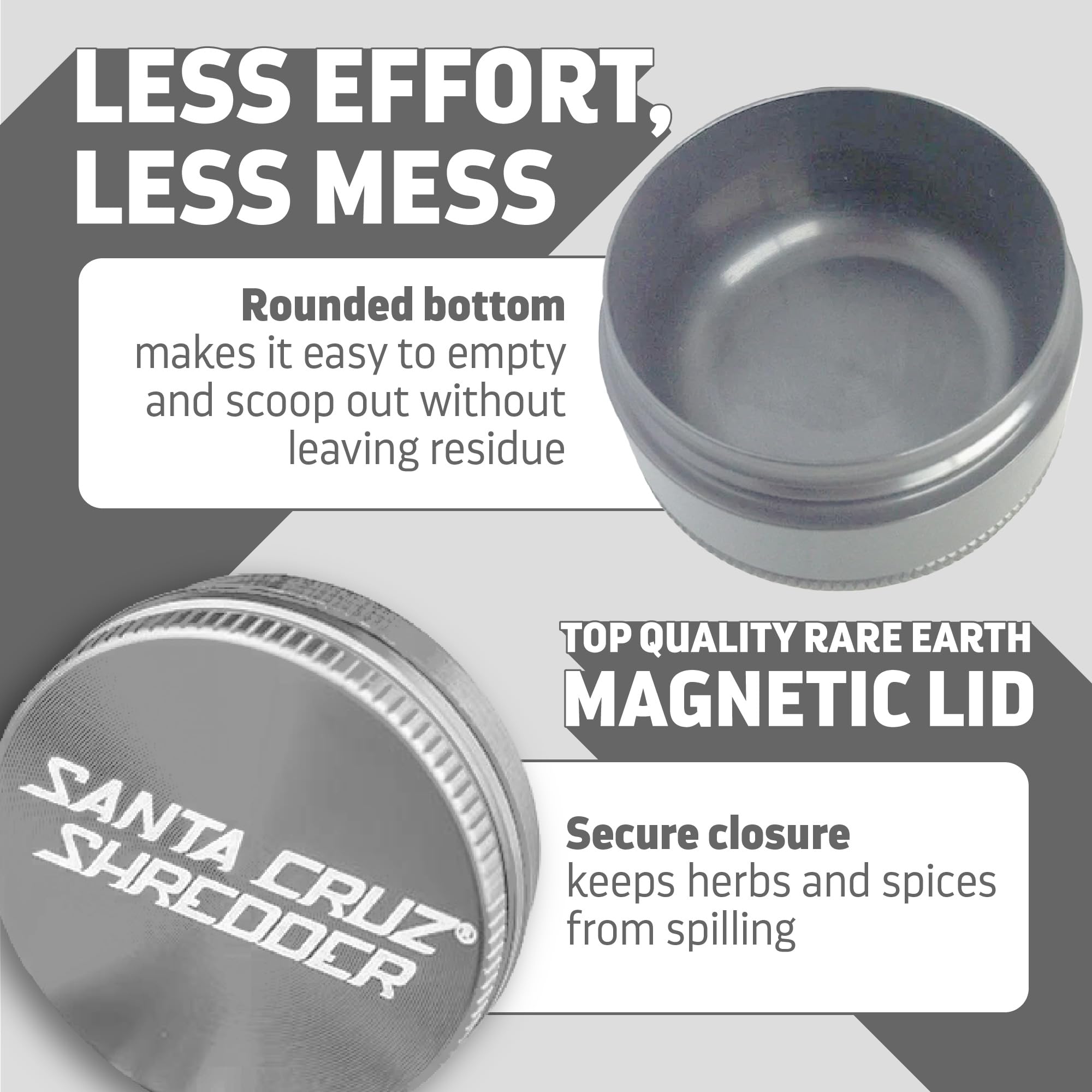 Premium Santa Cruz Shredder 3-Piece Metal Herb Grinder - Large 2.7