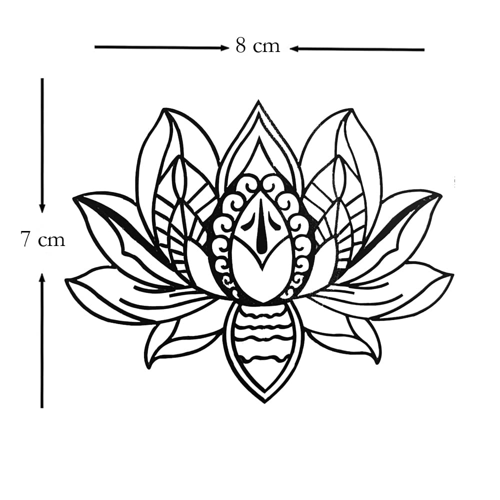 Comet Busters Beautiful Lotus Flower Black Temporary Tattoo Sticker (BJ314) - Perfect for Festivals, Parties & Body Art