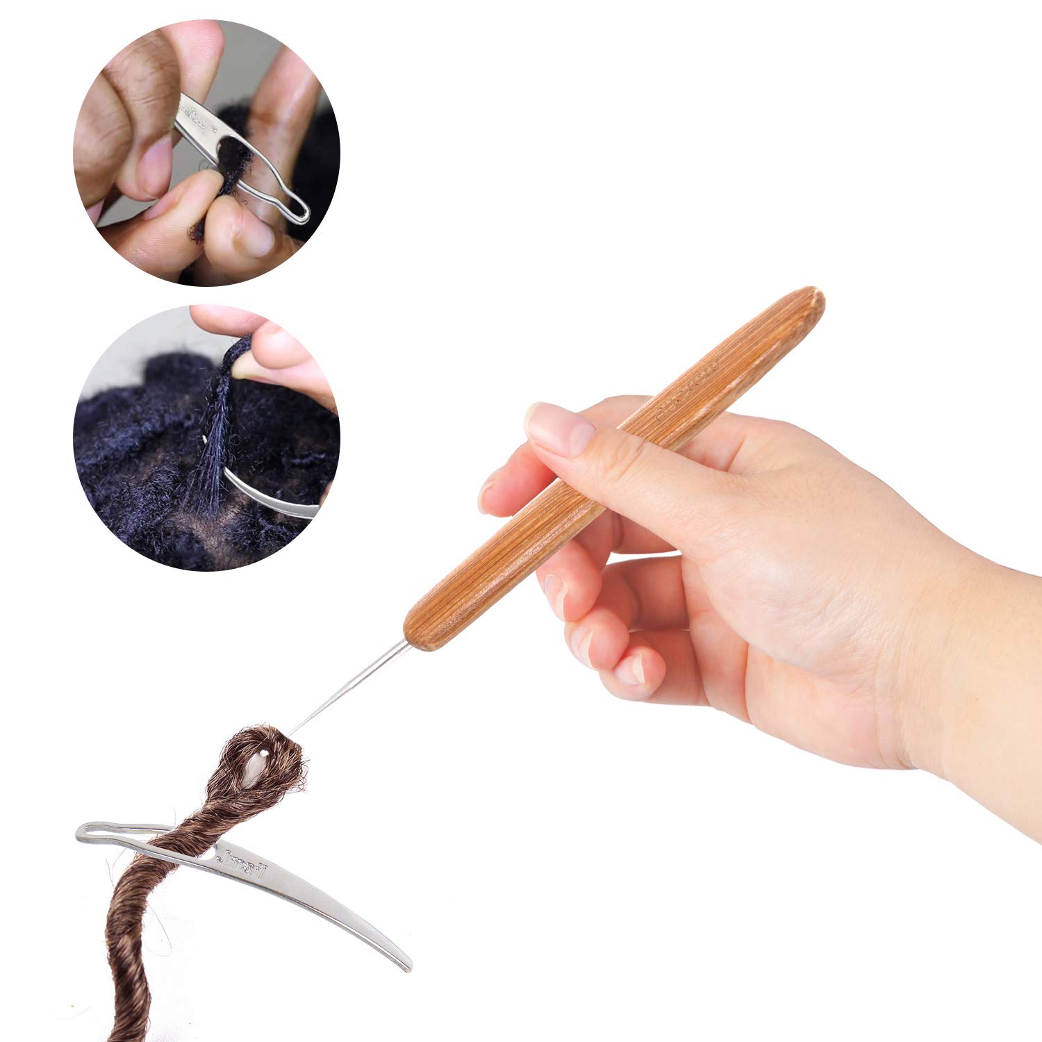 AUGSUN 8-Piece Dreadlock Crochet Hook Set for Braiding Hair - Professional Locs Needle Weaving Tool Kit for Natural Hair Care & Styling - Perfect for Salon, DIY Hair Maintenance & Protective Hairstyles