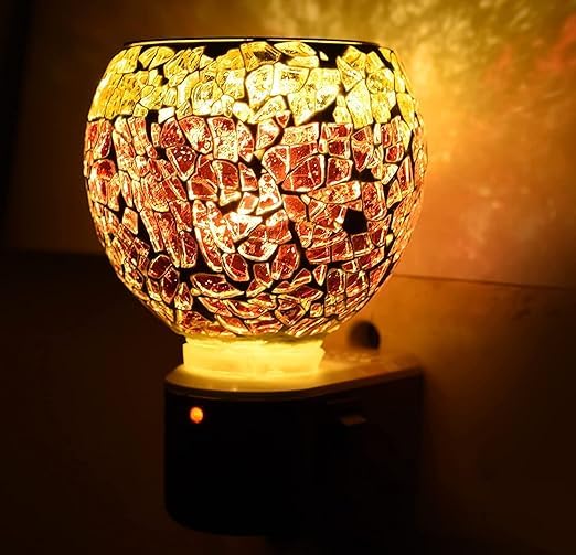 Premium Mahganya Kapur Dani Electric Camphor Diffuser - Aromatherapy Essential Oil Burner with Glass Bowl, LED Light for Home Fragrance & Relaxation - Perfect for Bedroom, Yoga Studio & Spa (Color 4)
