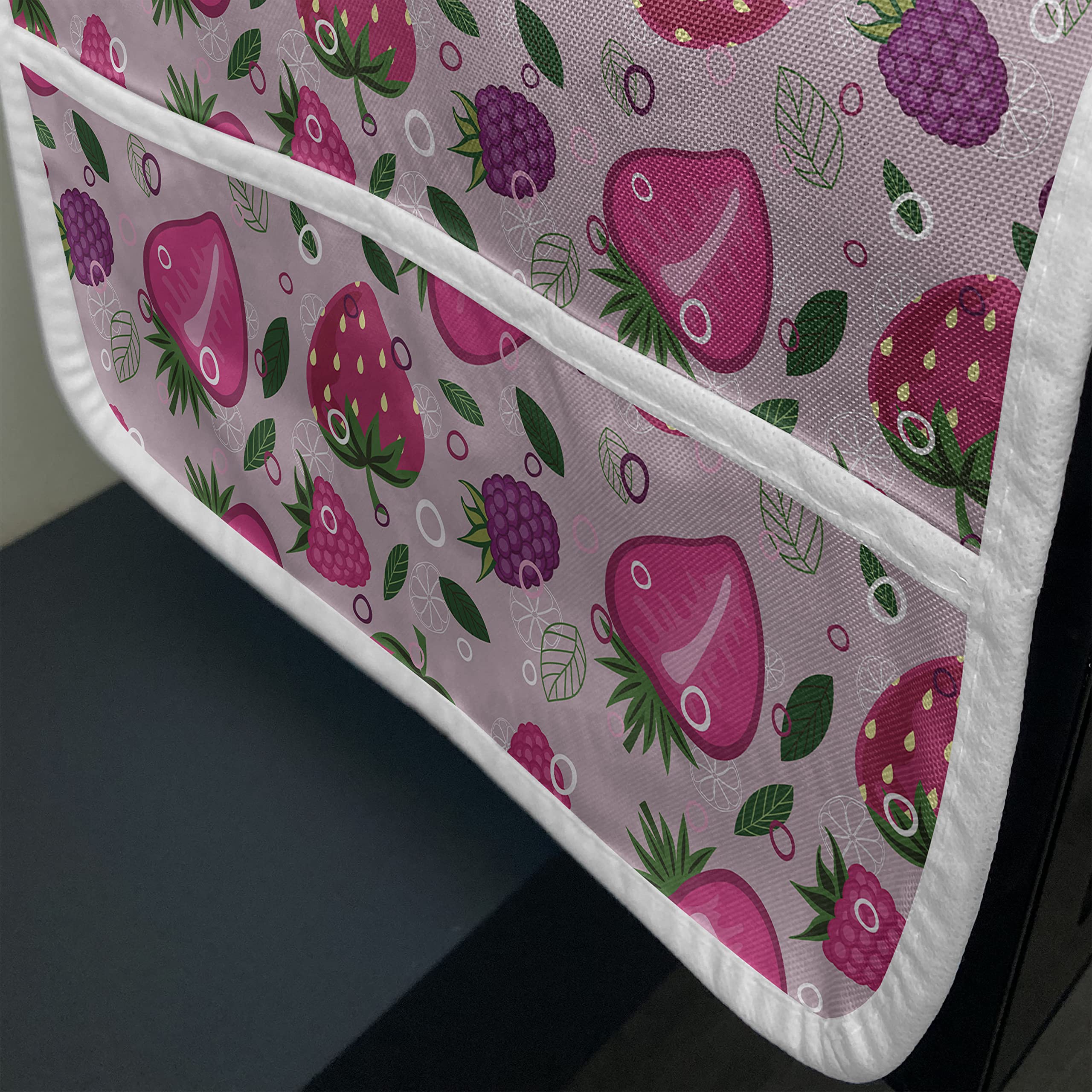 Ambesonne Fruit Microwave Cover - Waterproof Strawberry Blackberry Raspberry Summer Pattern Kitchen Organizer with Pockets 36