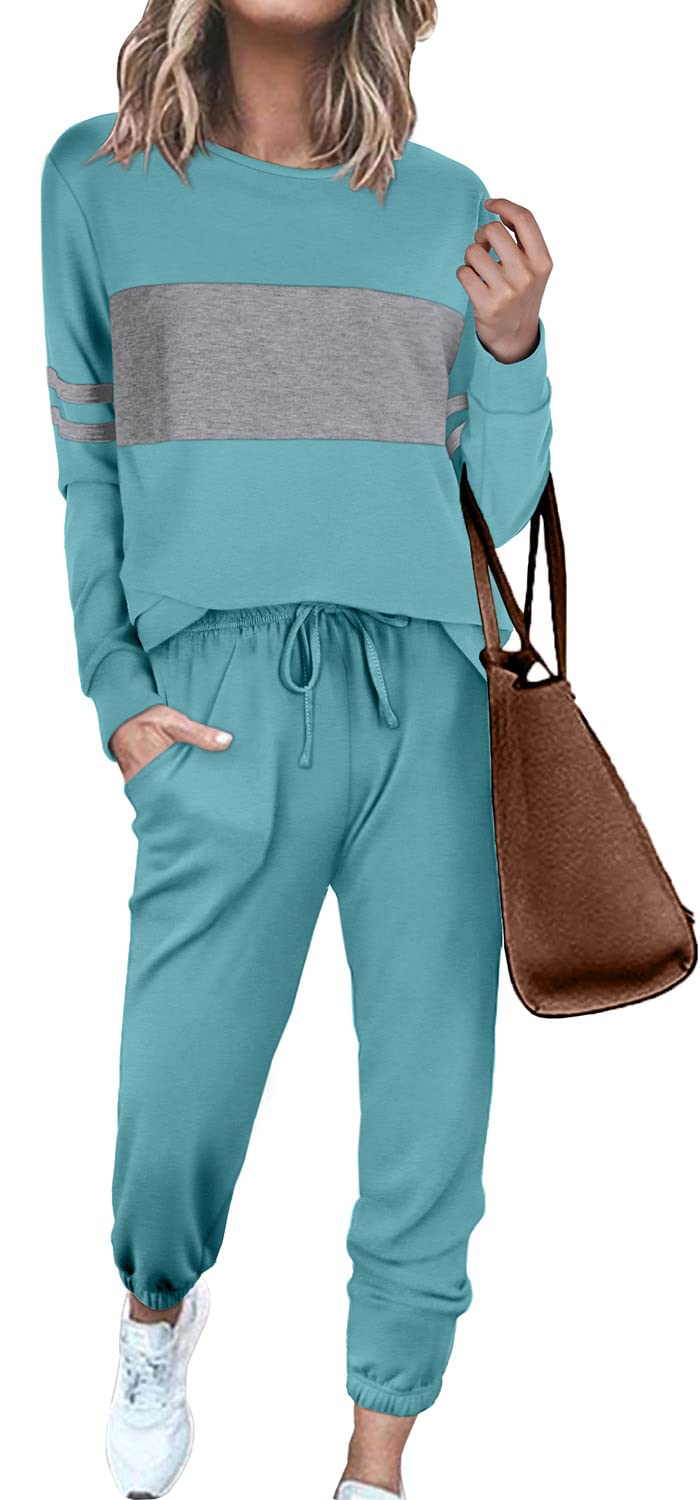 Sipaya Women's Colorblock Sweatsuit Set - 2 Piece Casual Outfit & Lounge Wear | Soft Jogger Pants & Hoodie Set for Home, Gym, and Everyday Comfort