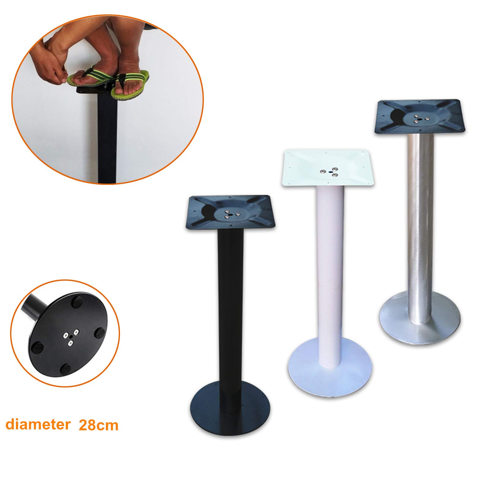 Heavy Duty Single Column Desk Leg - Sturdy Metal Round Tube Bracket for Kitchen Breakfast Bar, Coffee Table, Workbench & Counter Support (White, 95cm/37.4in) - Perfect for Home Office, Restaurant & Commercial Furniture