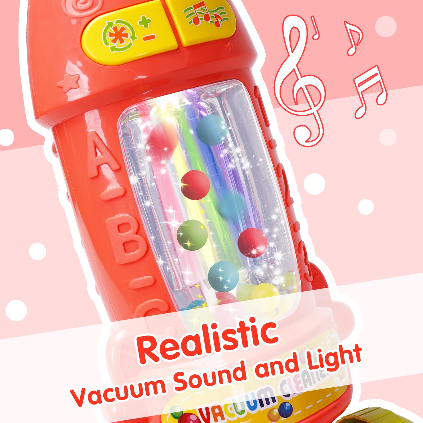FS Toy Vacuum Cleaner for Kids Ages 2-4 - Realistic Pretend Play Vacuum with Lights & Sounds - Educational Cleaning Toy Set for Toddlers - Perfect Gift for 2 3 4 Year Old Boys & Girls - Fun Indoor Play for Preschool Learning & Housekeeping Role Play