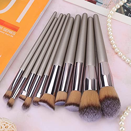 10Pcs Soft Face Makeup Brush Set - Portable Eye Shadow & Liquid Cream Foundation Brushes for Professional & Travel Makeup Application
