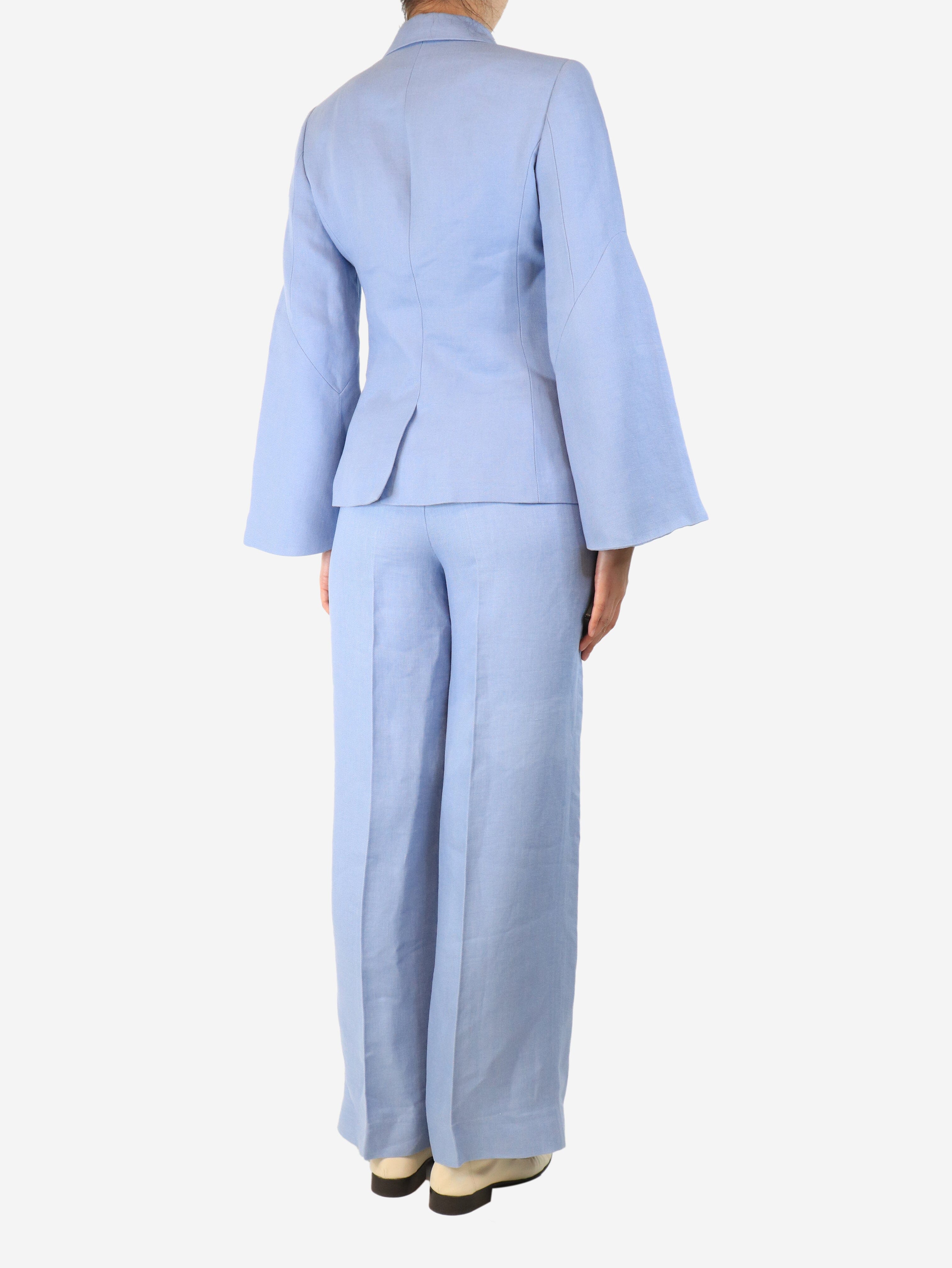 Blue Linen 2-Piece Suit for Women | UK Size 8 | Summer Office Wear & Casual Outfits