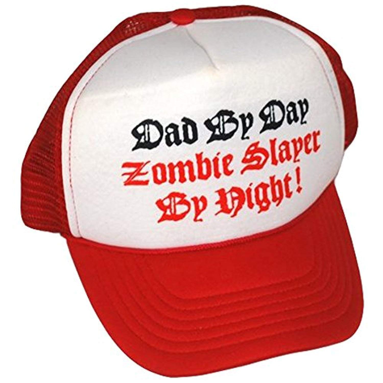 Zombie Slayer by Night Trucker Hat - Red Baseball Cap for Men & Women - Perfect for Halloween Costumes, Horror Conventions & Nighttime Adventures