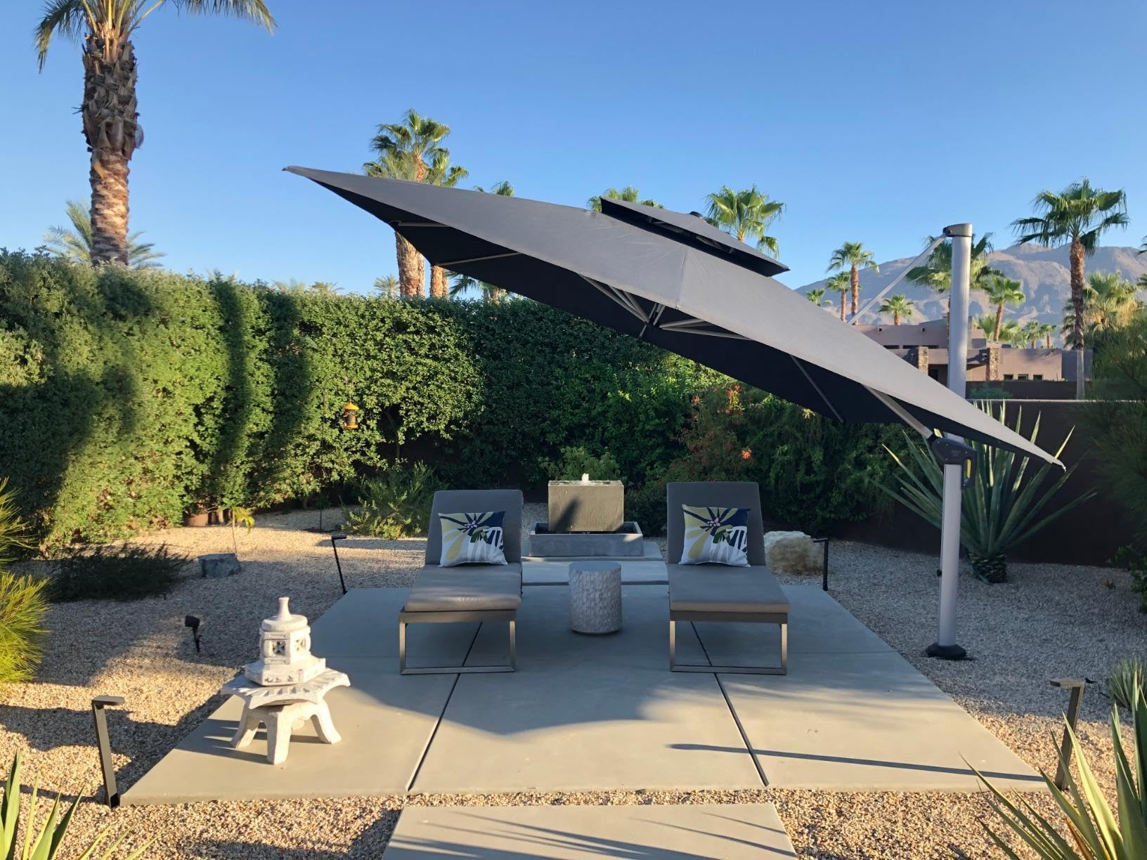 PURPLE LEAF 11FT Double Top Deluxe Square Patio Umbrella - Offset Hanging Cantilever Outdoor Market Umbrella for Garden, Backyard, Poolside (Grey) | Perfect for Shade, Relaxation & Outdoor Dining
