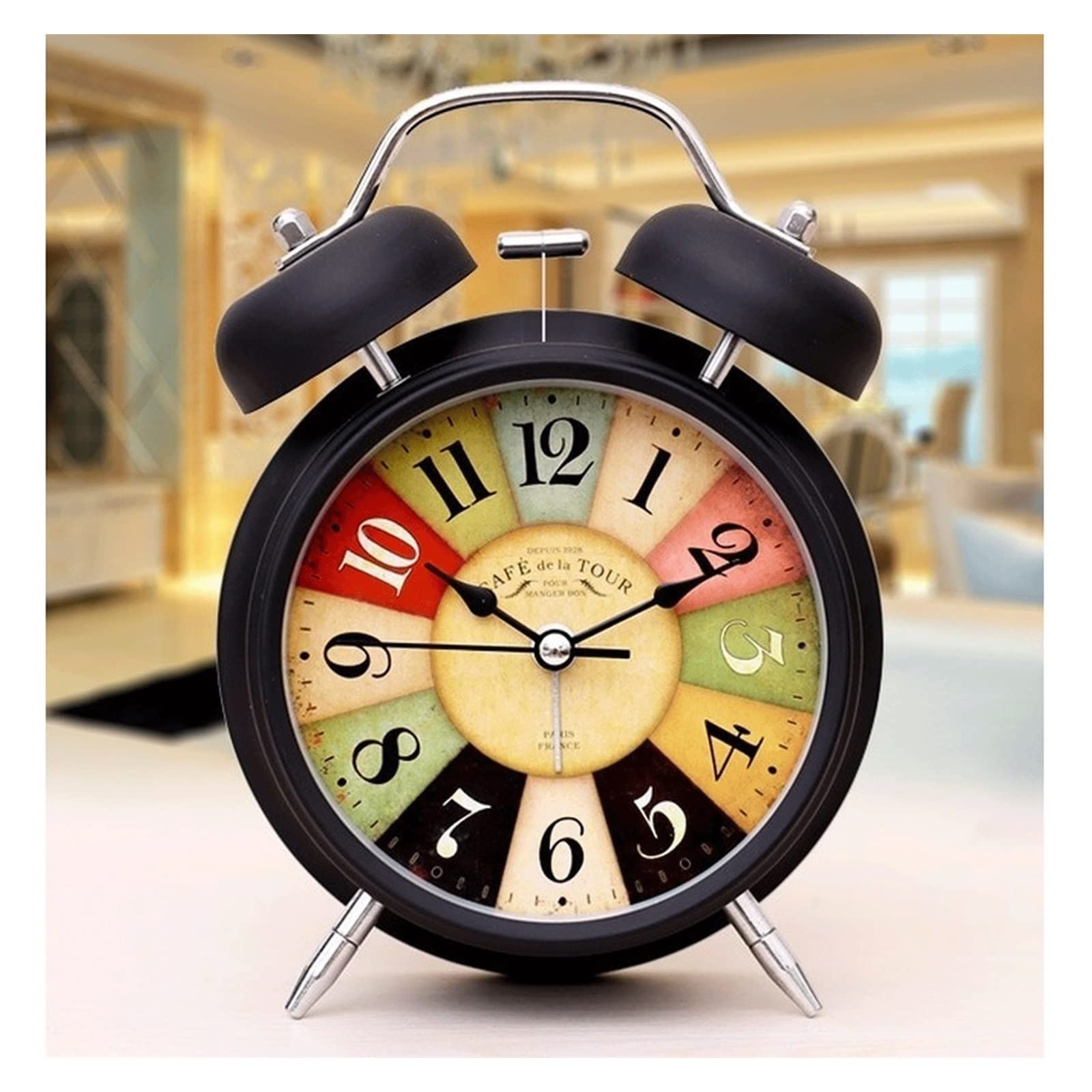 Vintage Silent Battery Operated Alarm Clock with Nightlight - Non-Ticking Analog Quartz Bedside Clock for Bedroom, Living Room & Office - Perfect for Light Sleepers, Home Decor & Gift Giving