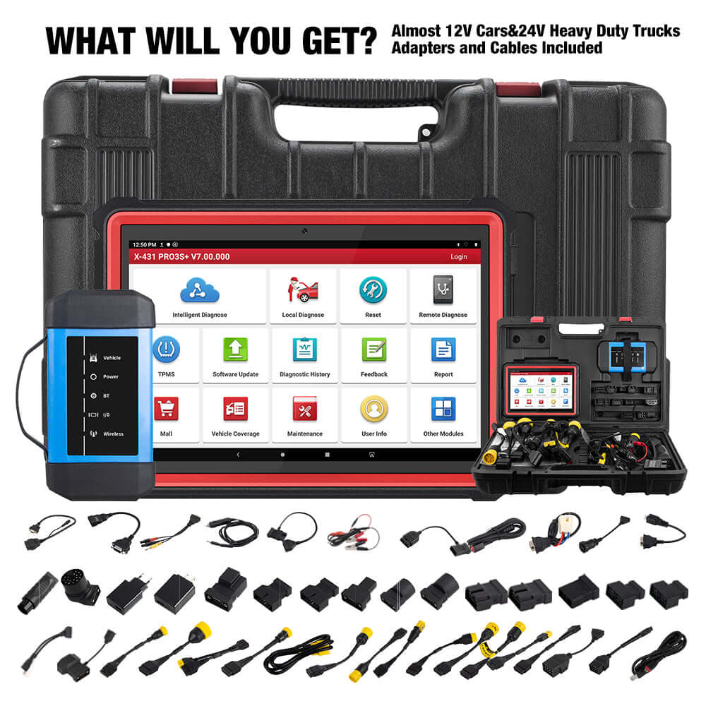 LAUNCH X431 PRO3S+ (v2.0) HDIII 12V/24V OBD2 Scanner - Professional Automotive Diagnostic Tool for Car, Truck & SUV - Perfect for Mechanics & DIY Car Repair