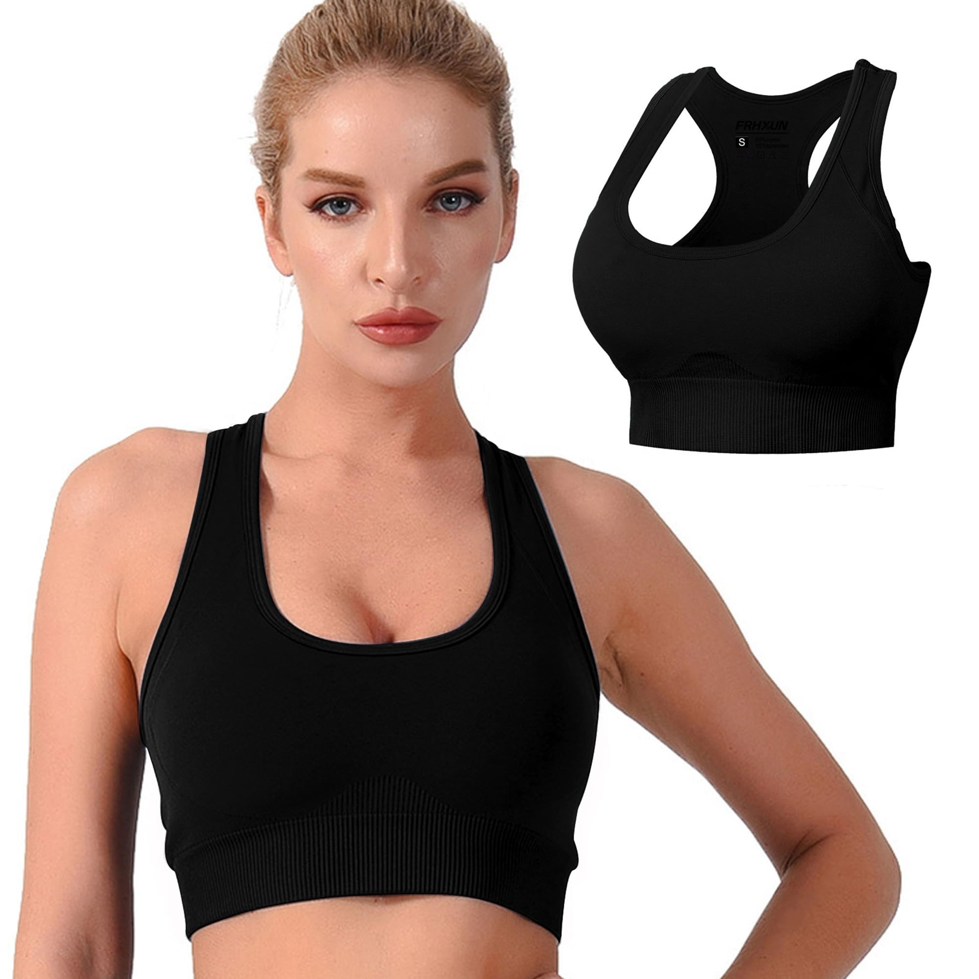 High Support Seamless Padded Sports Bras for Women - Racerback Yoga, Gym, Running & Workout Bras - Perfect for Active Lifestyles & High-Intensity Training