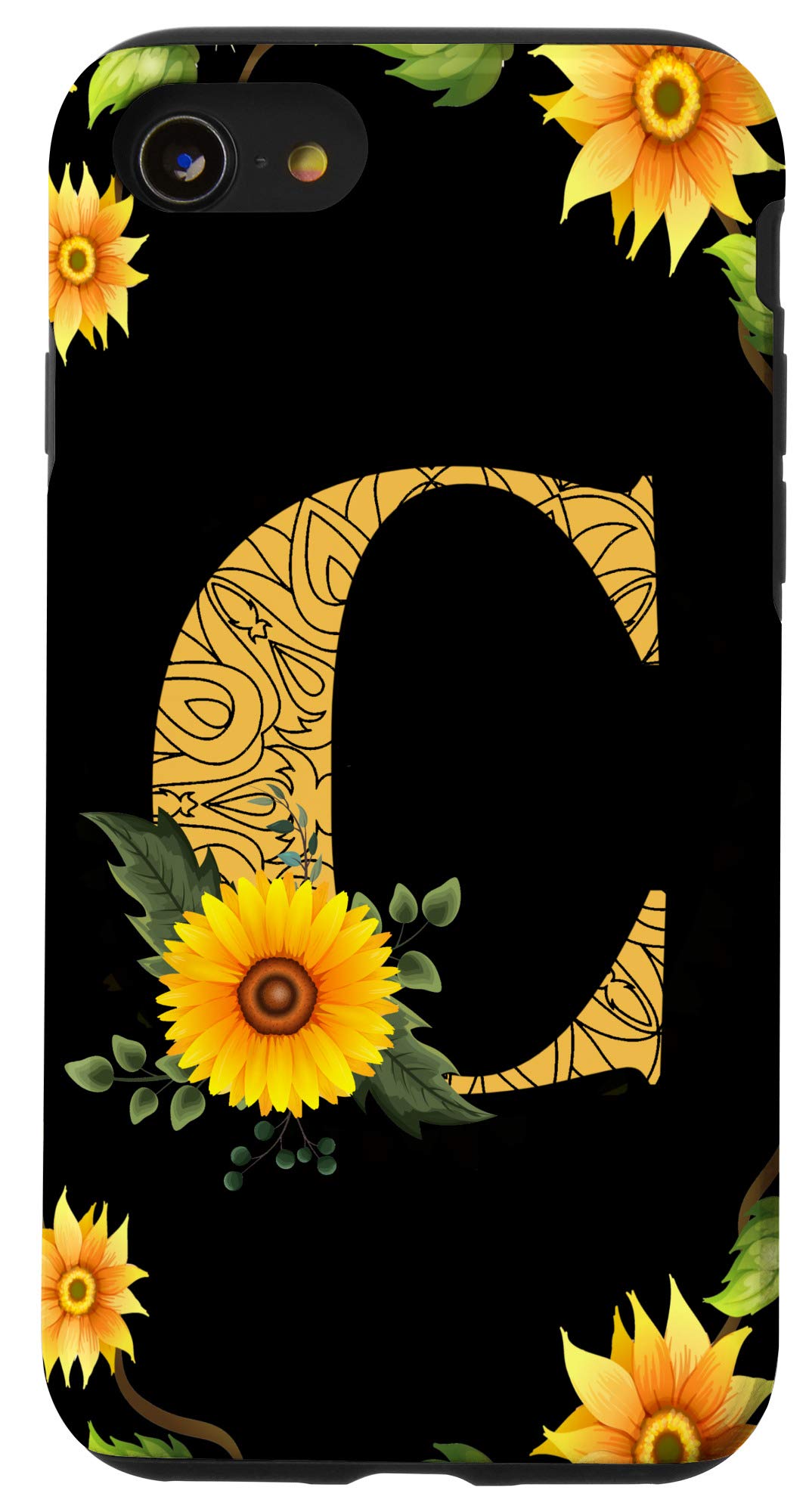 Elegant Monogram iPhone SE (2020)/7/8 Phone Case with Sunflower Letter C - Perfect Gift for Women & Personalized Initial Protection (Home, Office, Travel)