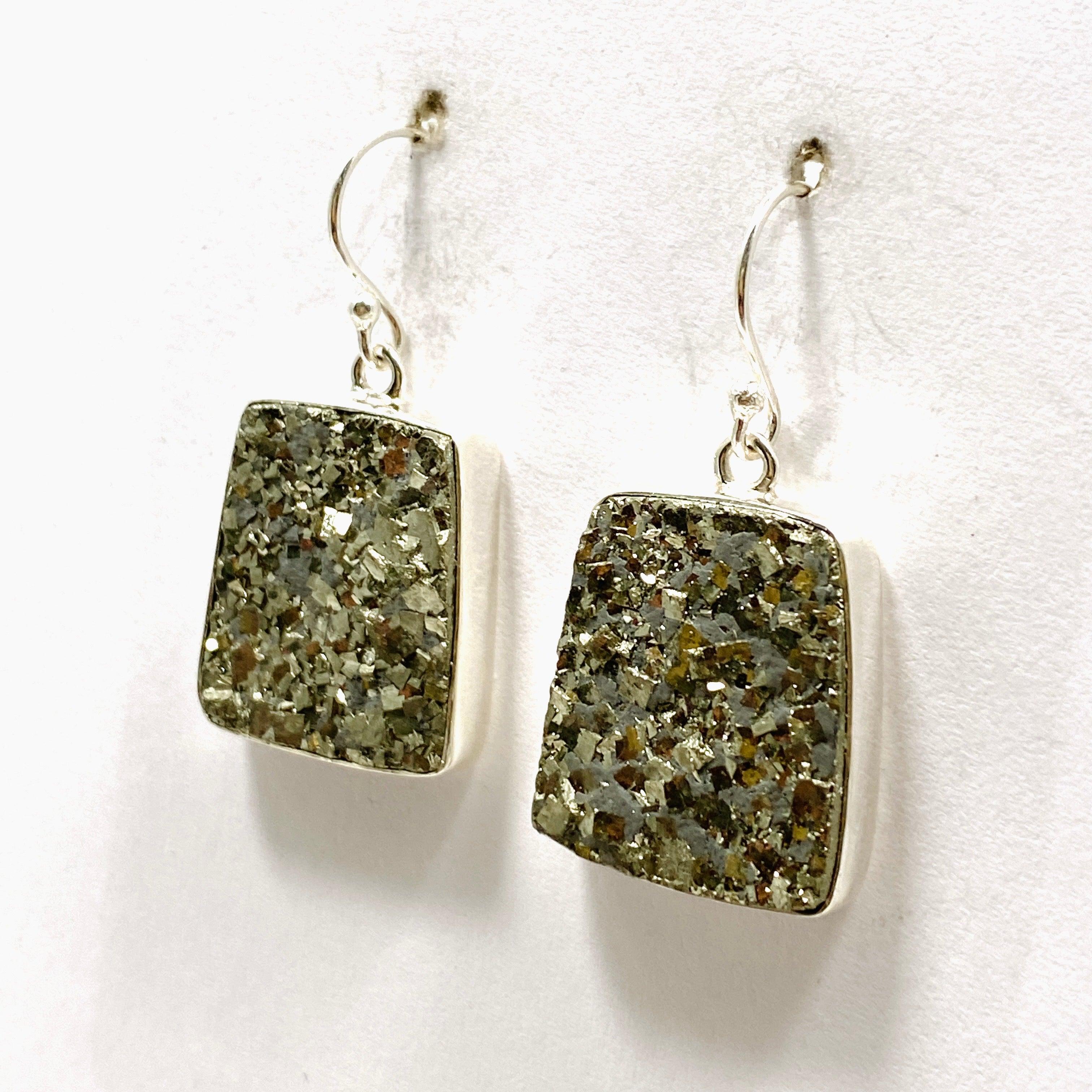 Natural Pyrite Raw Trapezoid Earrings for Women - Handmade Gemstone Jewelry KEGJ1442 - Perfect for Boho Style & Everyday Wear